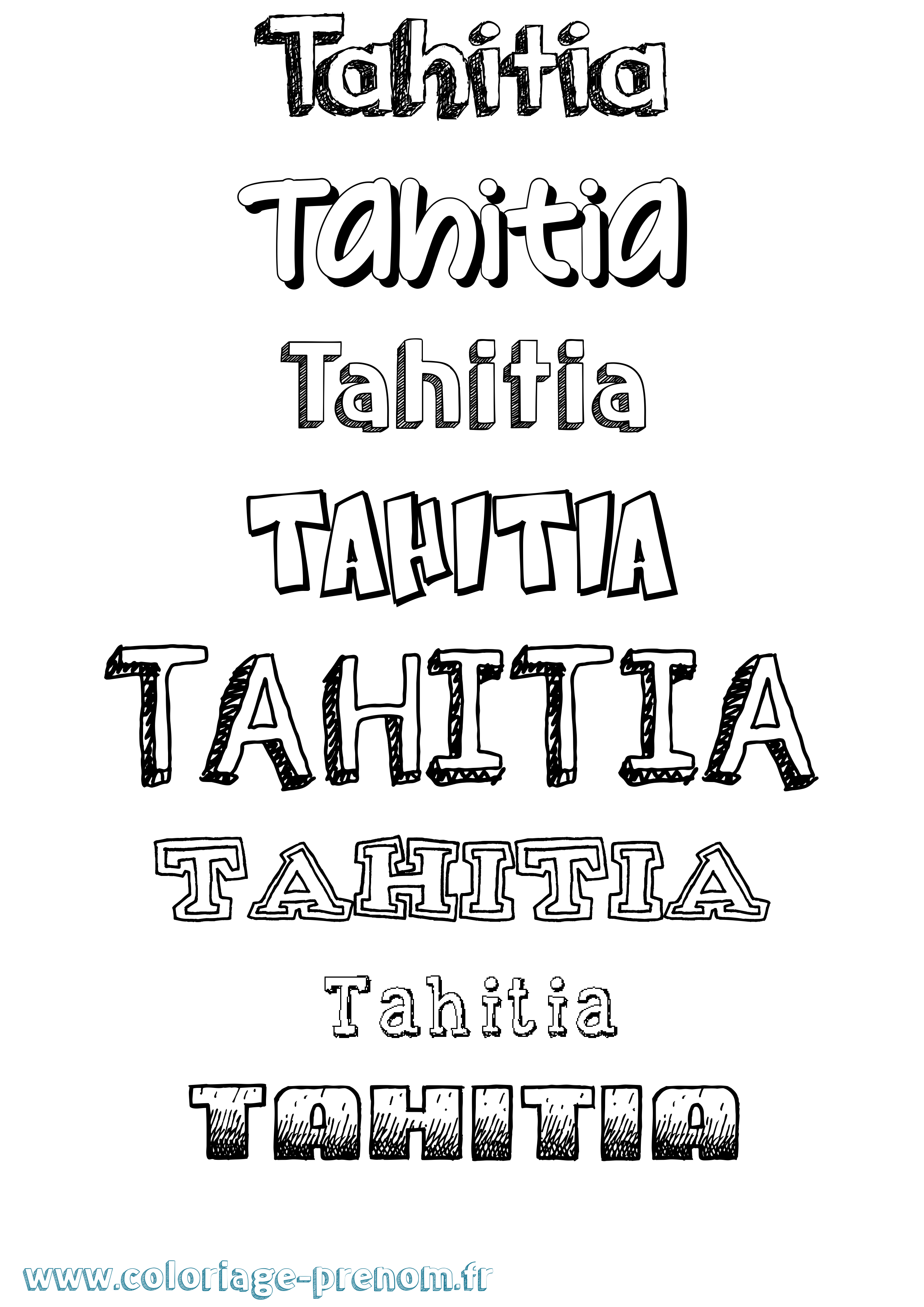 Coloriage Tahitia Dessiné Coloriage prénom Tahitia Dessiné
