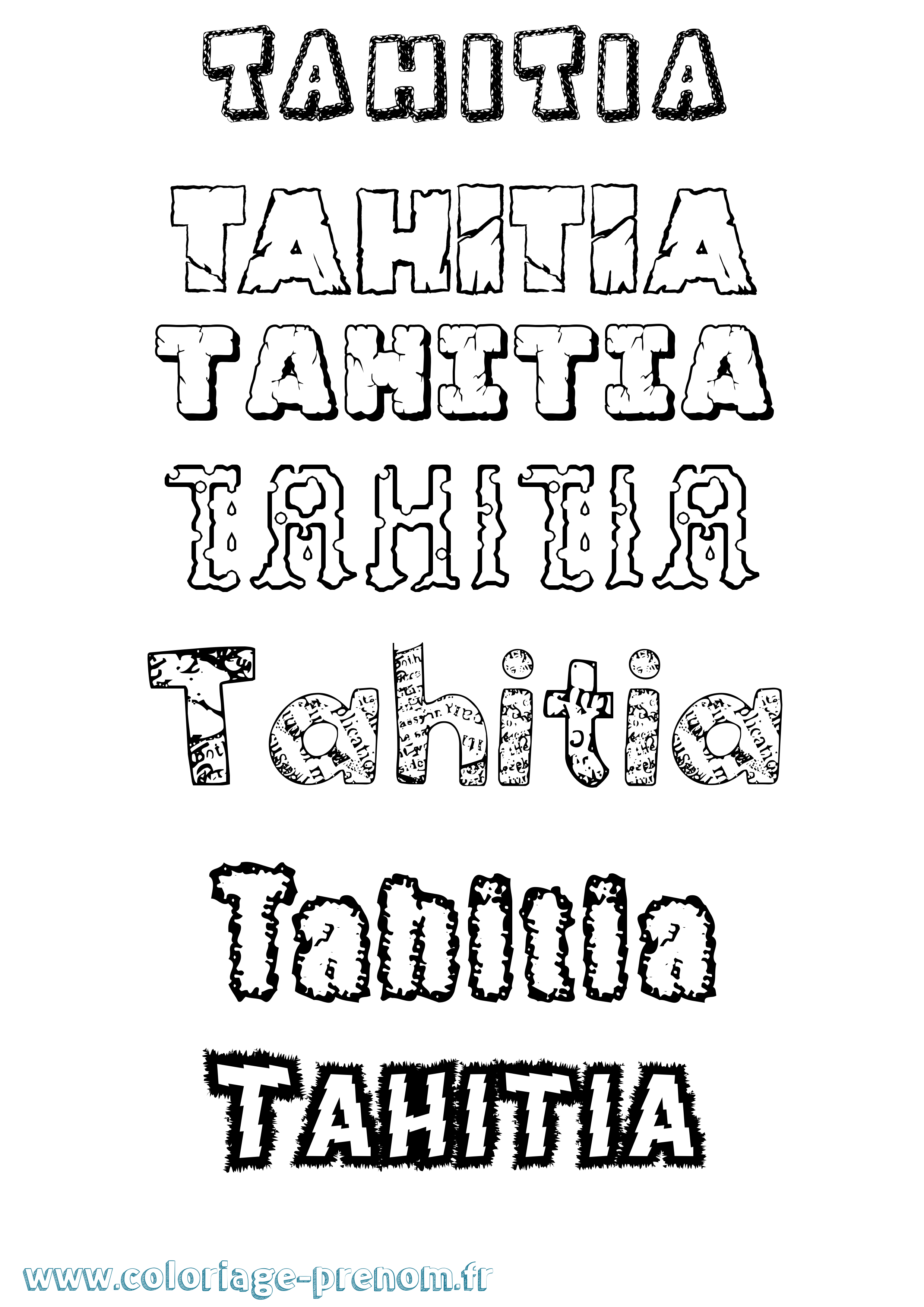 Coloriage Tahitia Destructuré Coloriage prénom Tahitia Destructuré