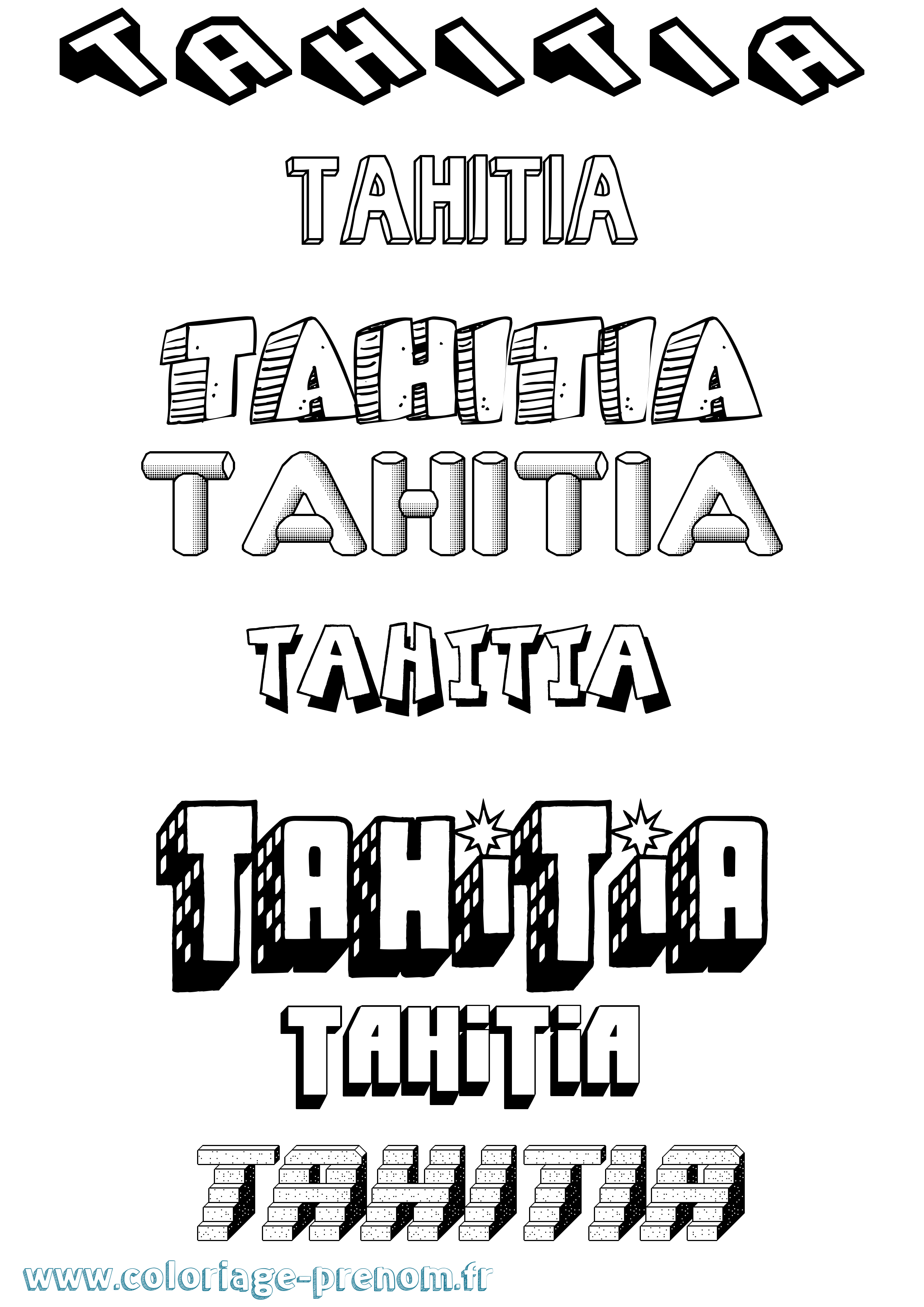 Coloriage Tahitia Effet 3D Coloriage prénom Tahitia Effet 3D