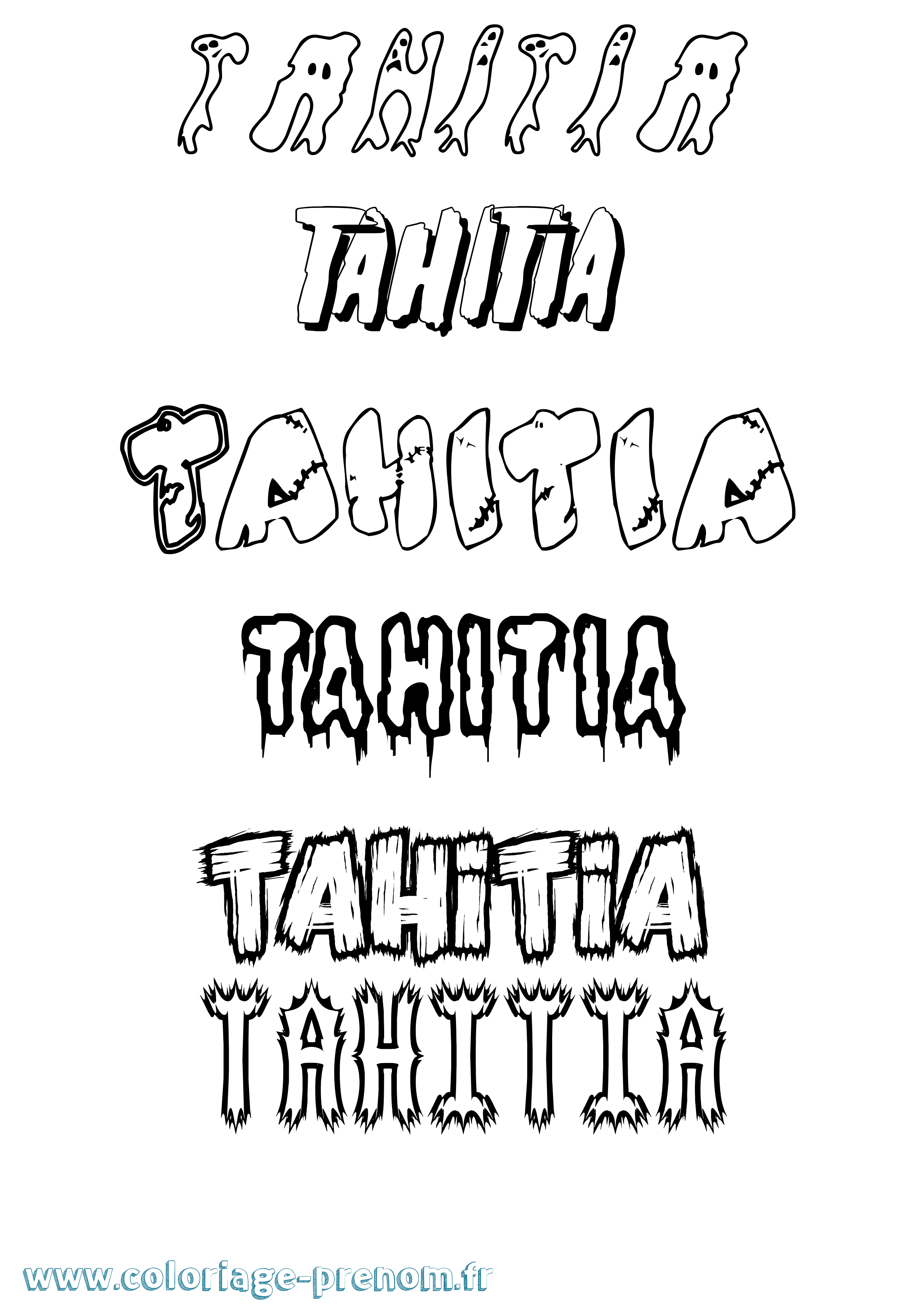 Coloriage Tahitia Frisson Coloriage prénom Tahitia Frisson