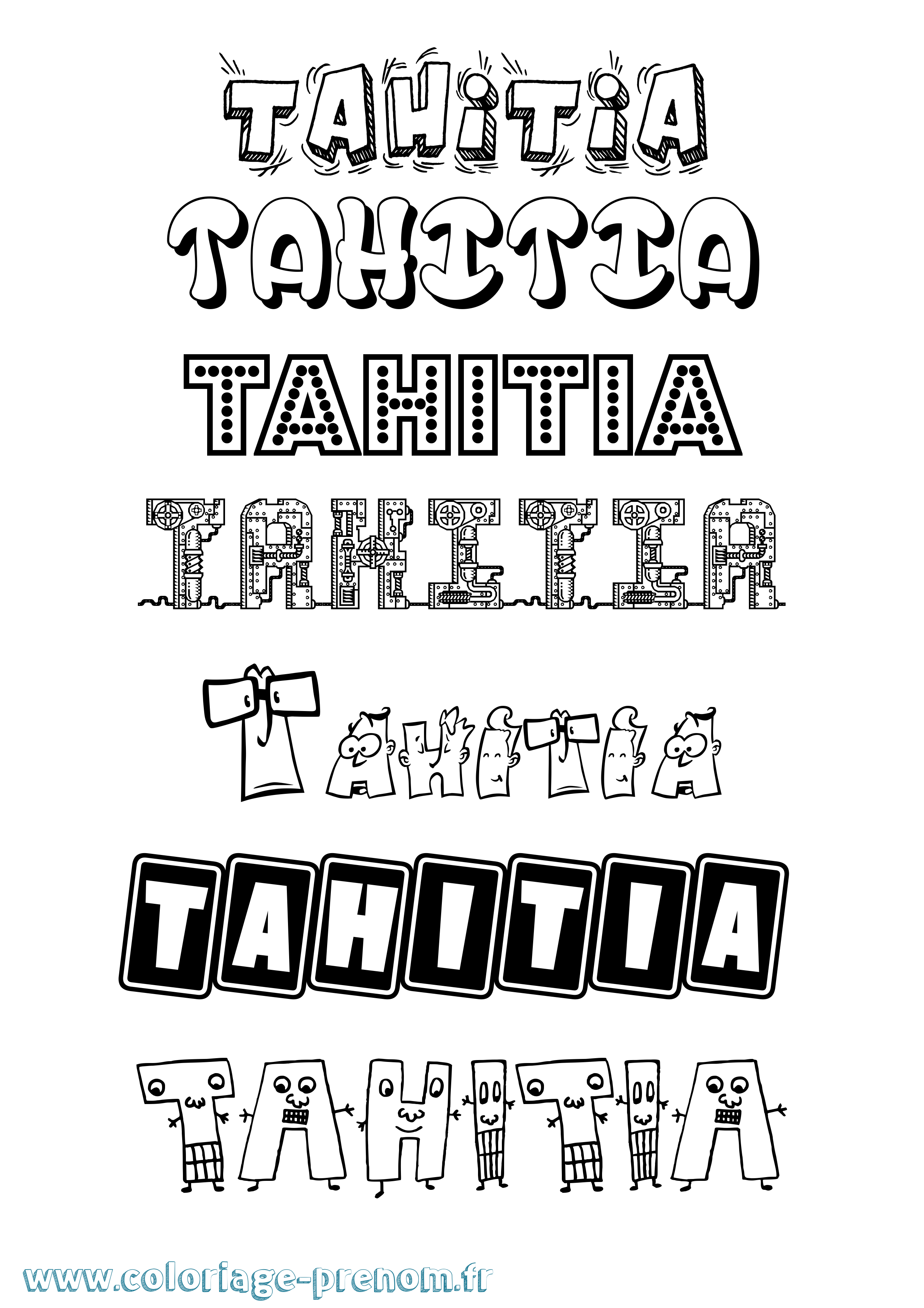 Coloriage prénom Tahitia Fun