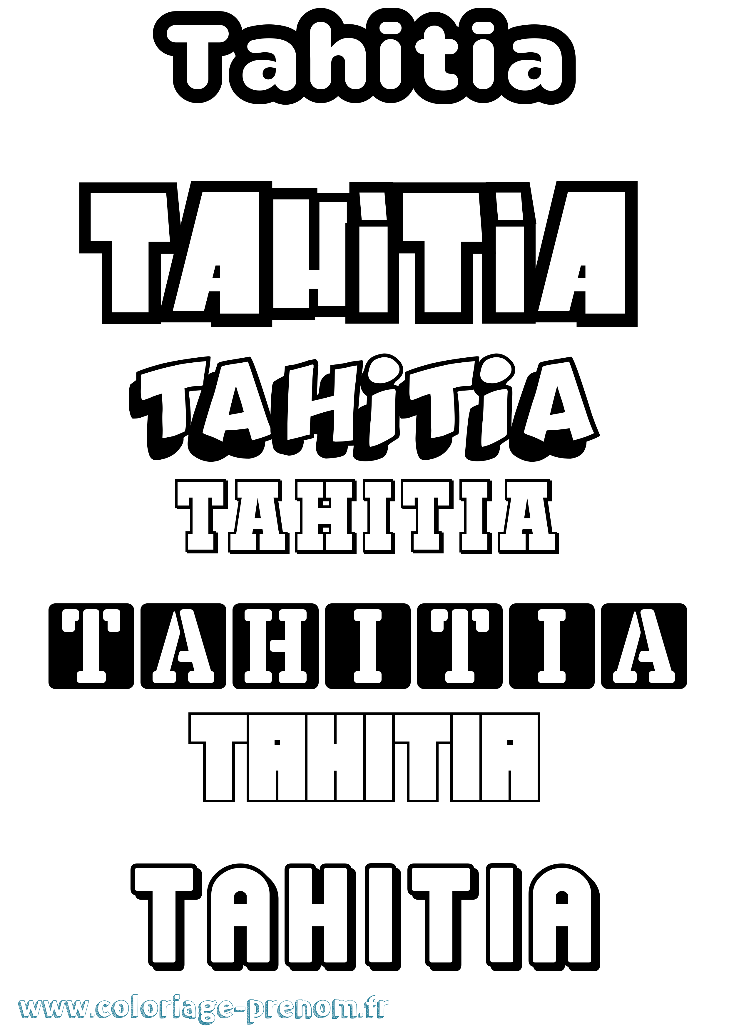 Coloriage Tahitia Simple Coloriage prénom Tahitia Simple