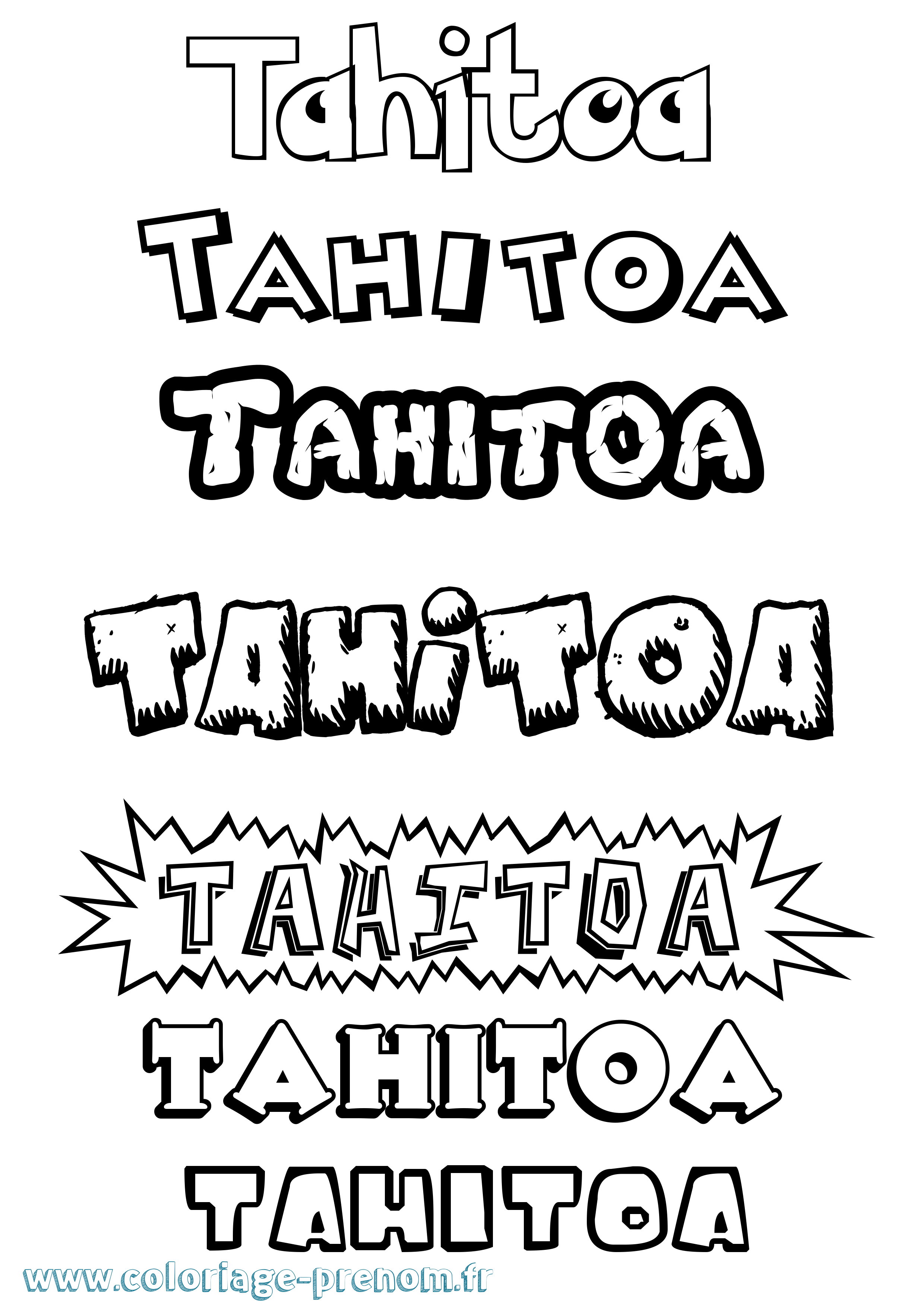 Coloriage prénom Tahitoa Dessin Animé