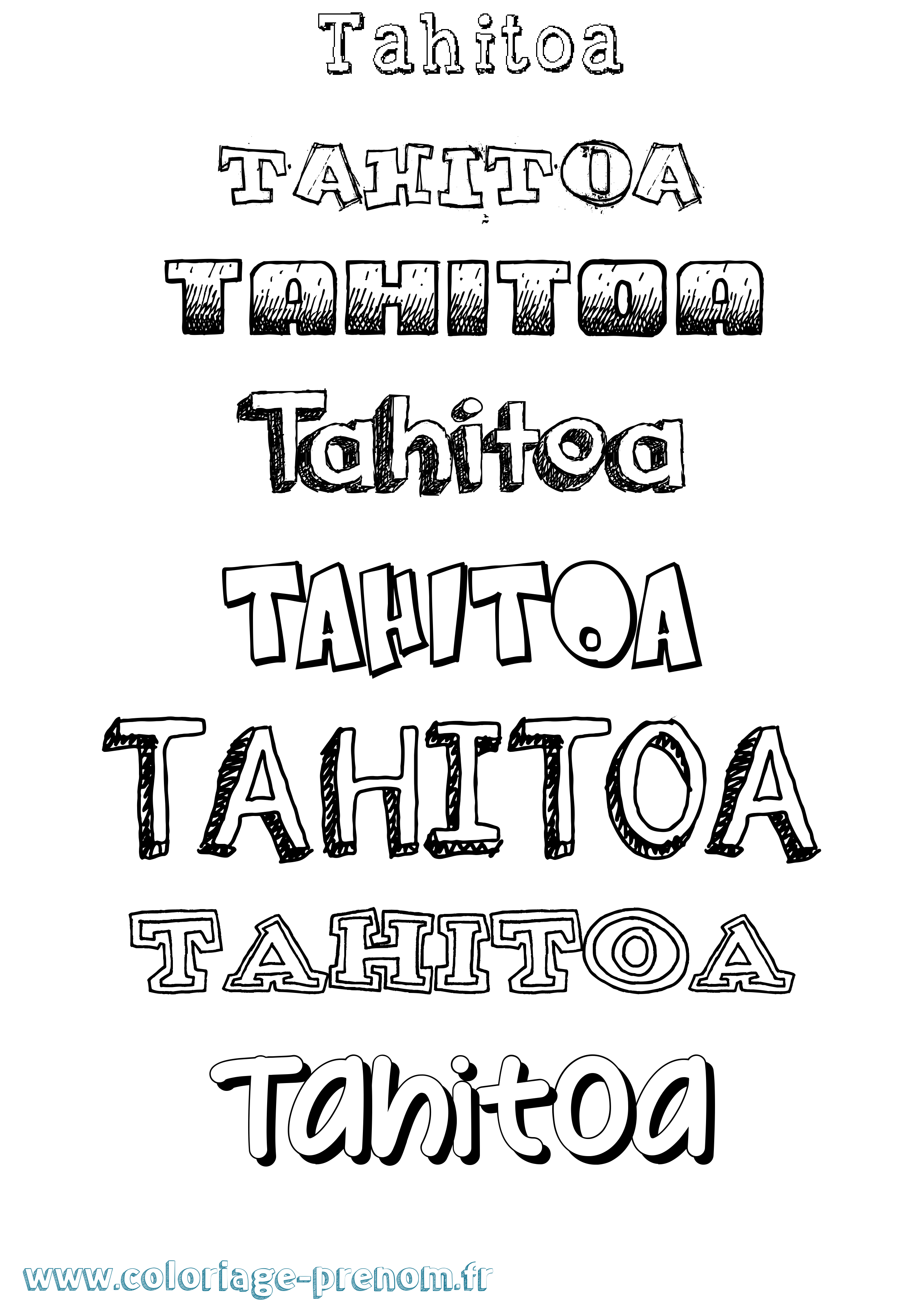 Coloriage prénom Tahitoa Dessiné