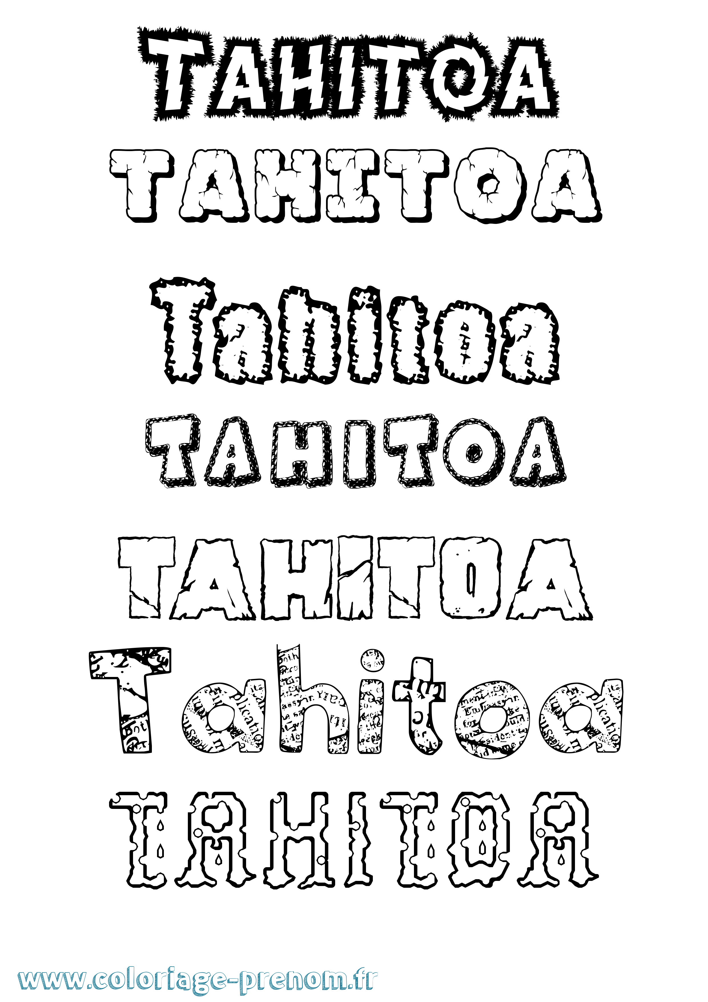 Coloriage prénom Tahitoa Destructuré