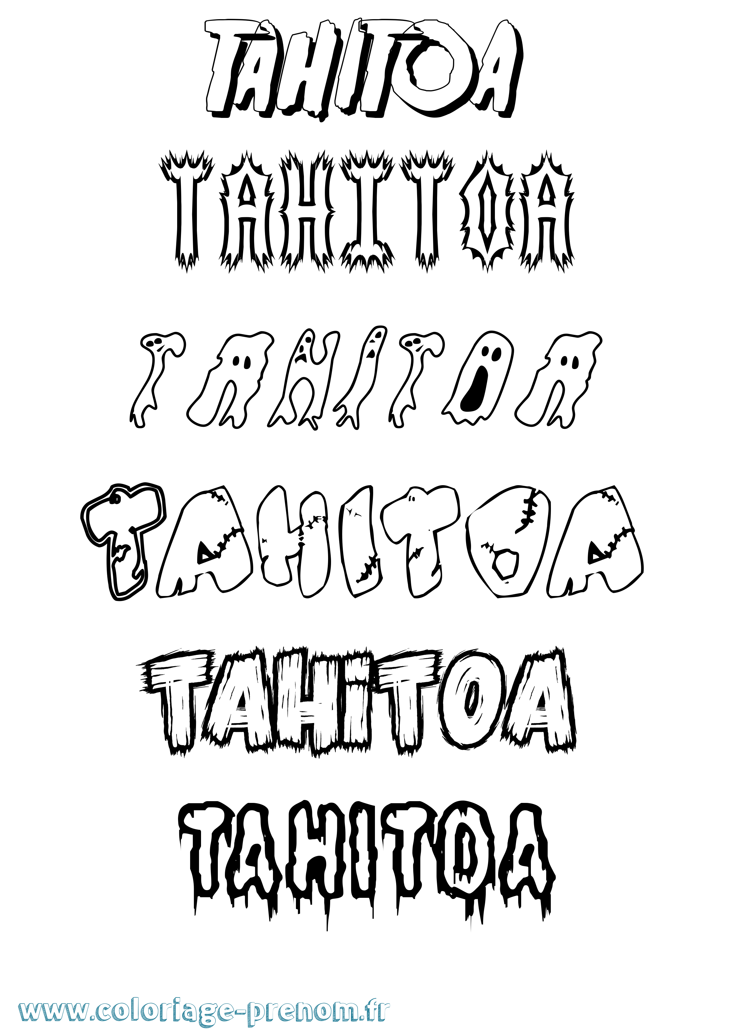 Coloriage prénom Tahitoa Frisson
