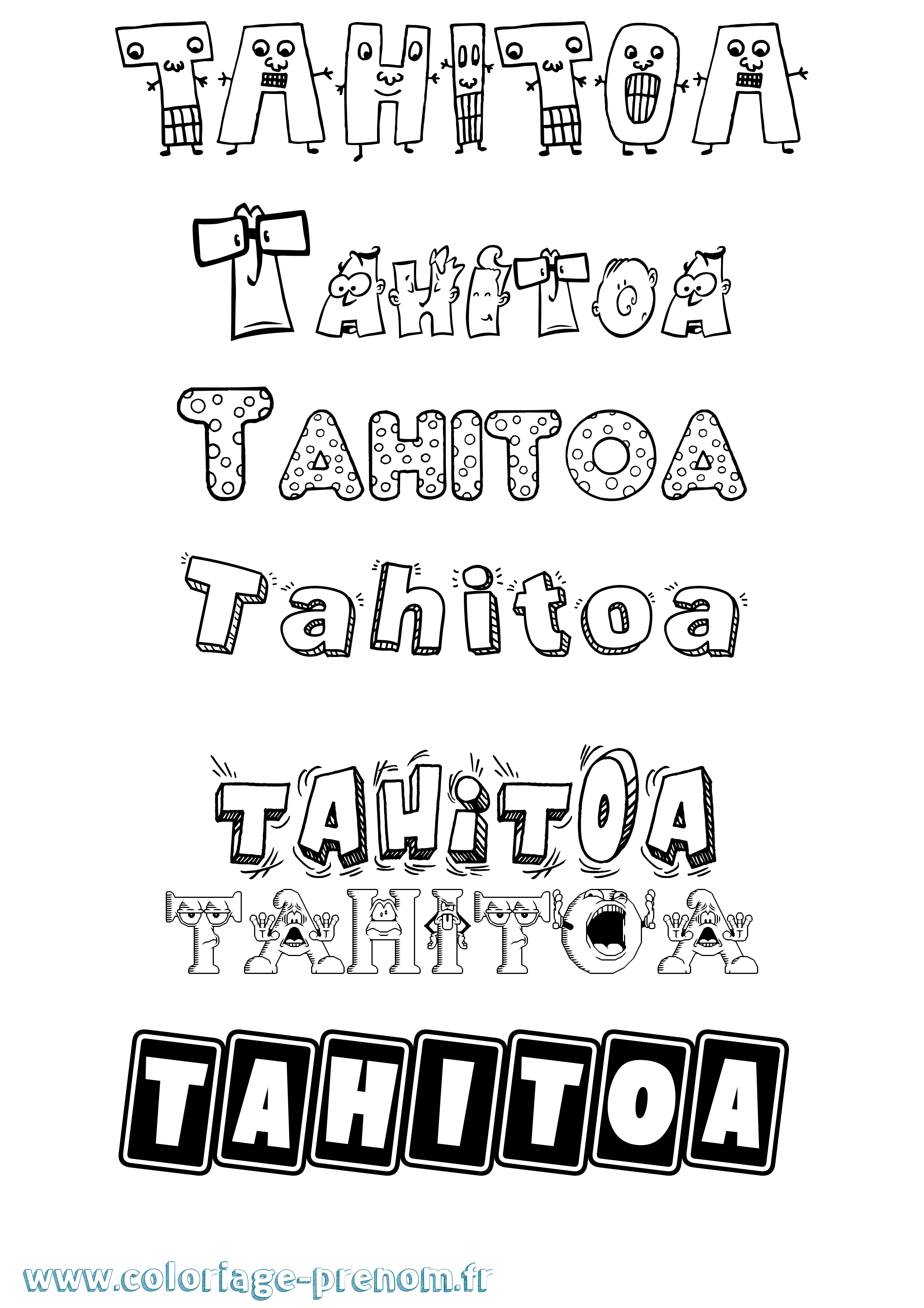 Coloriage prénom Tahitoa Fun
