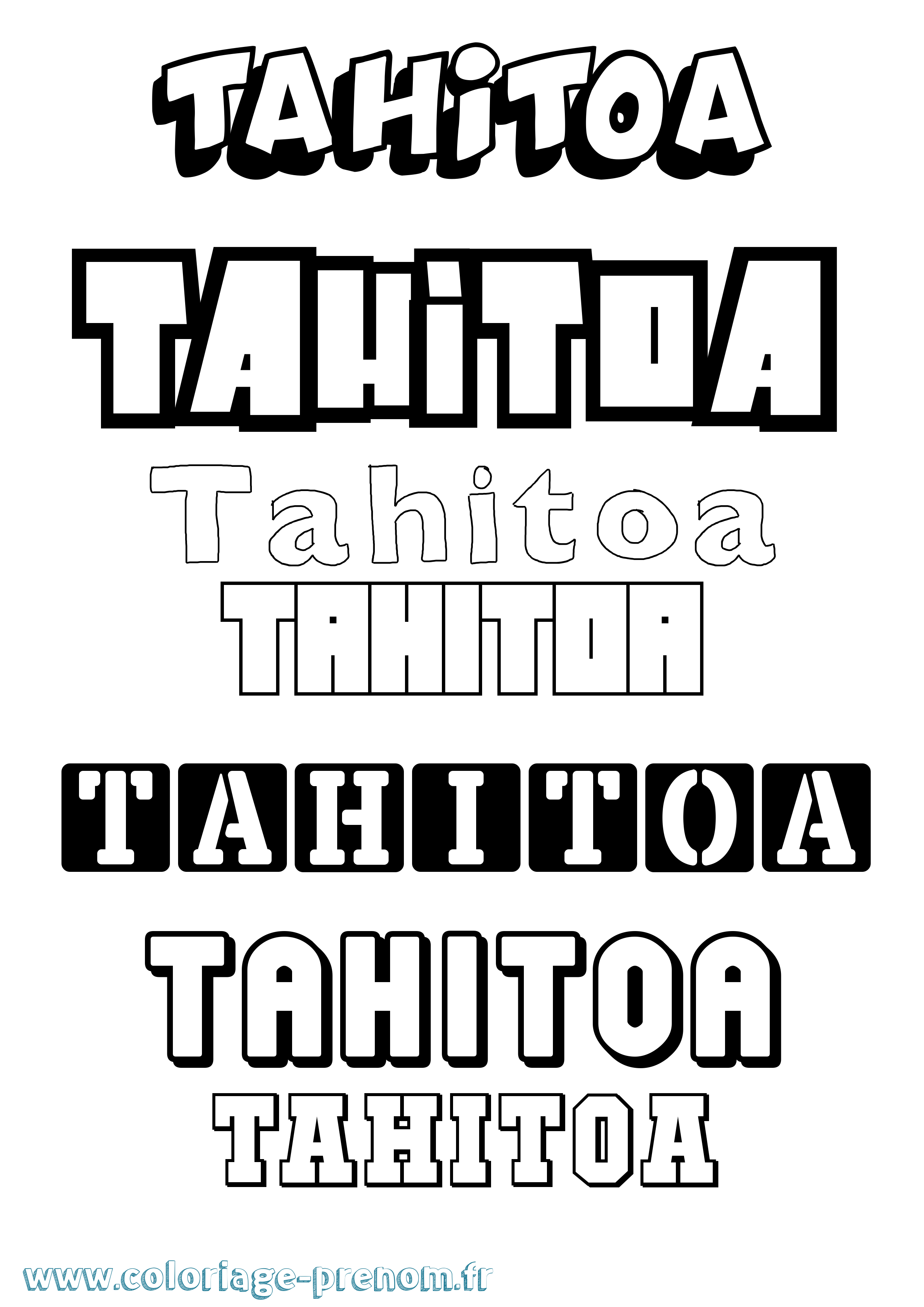 Coloriage prénom Tahitoa Simple