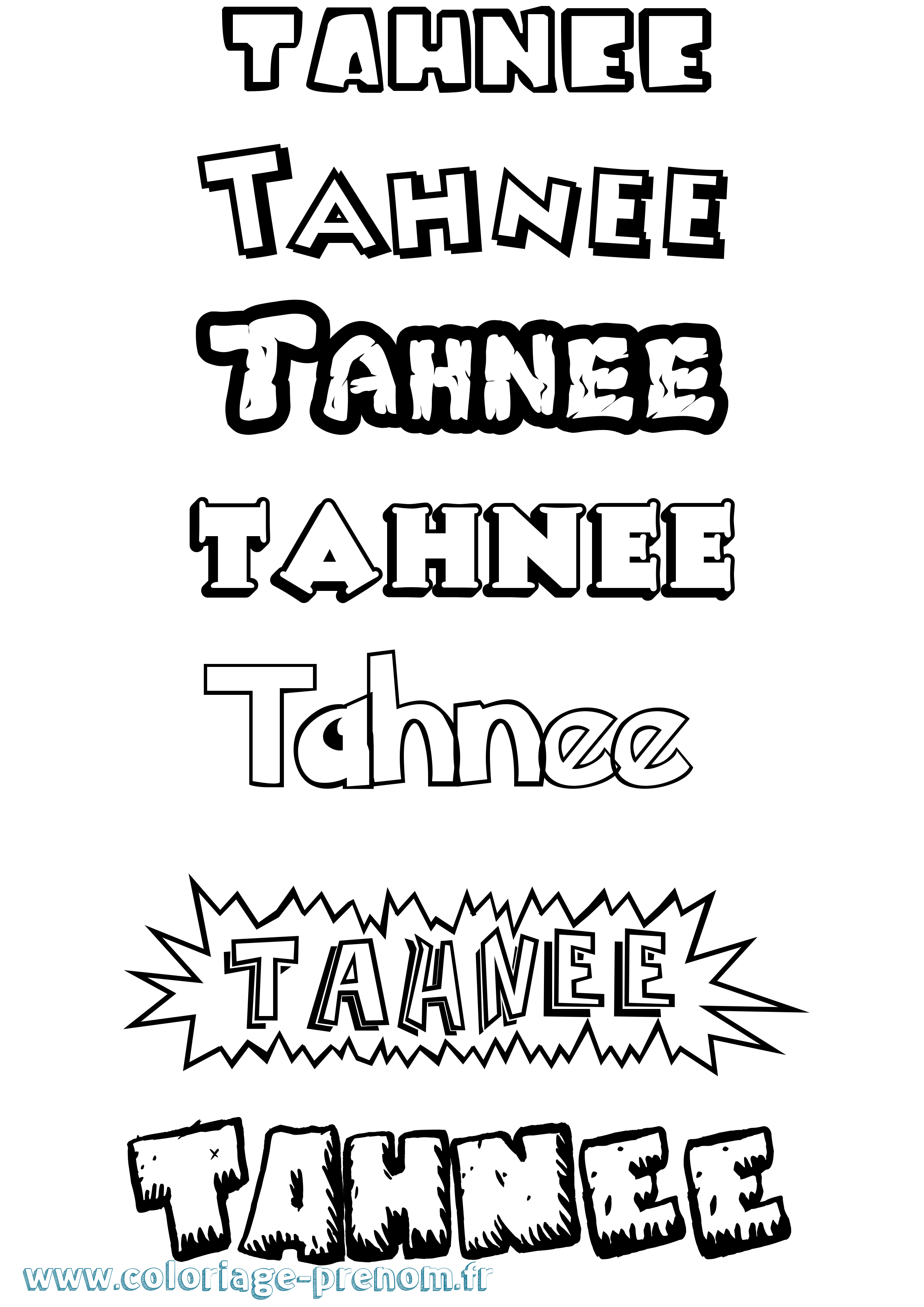 Coloriage prénom Tahnee Dessin Animé