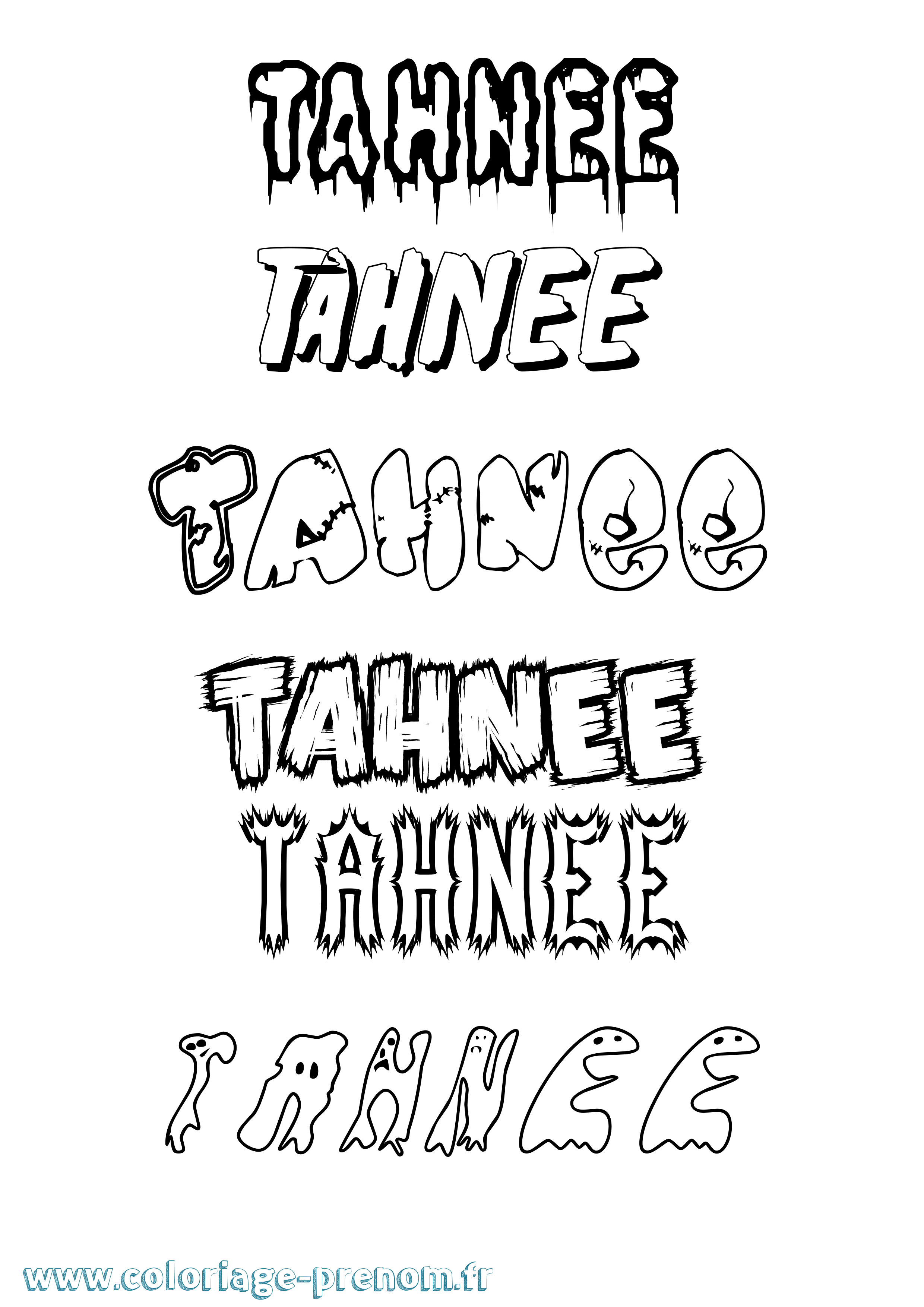 Coloriage prénom Tahnee Frisson