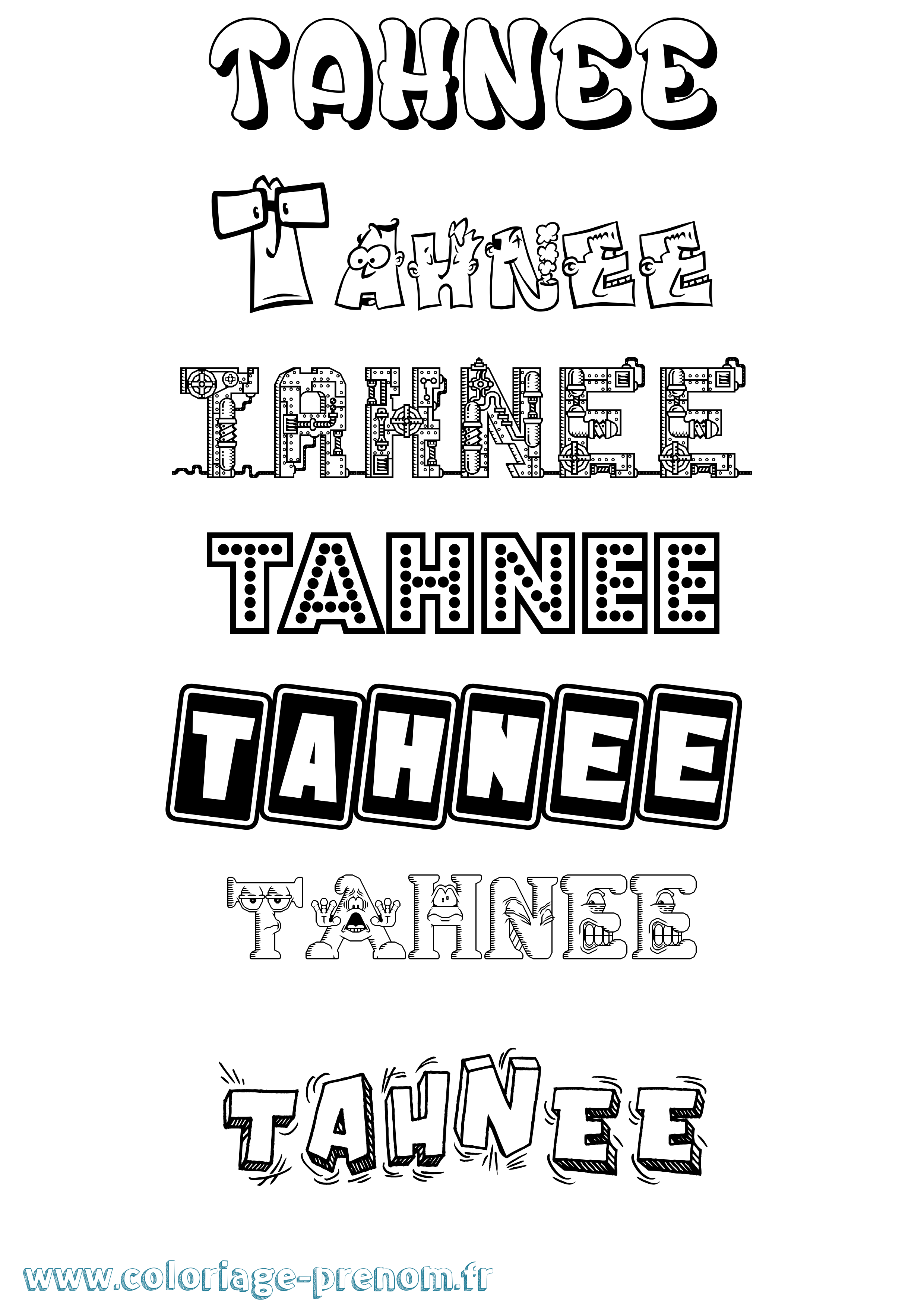 Coloriage prénom Tahnee Fun