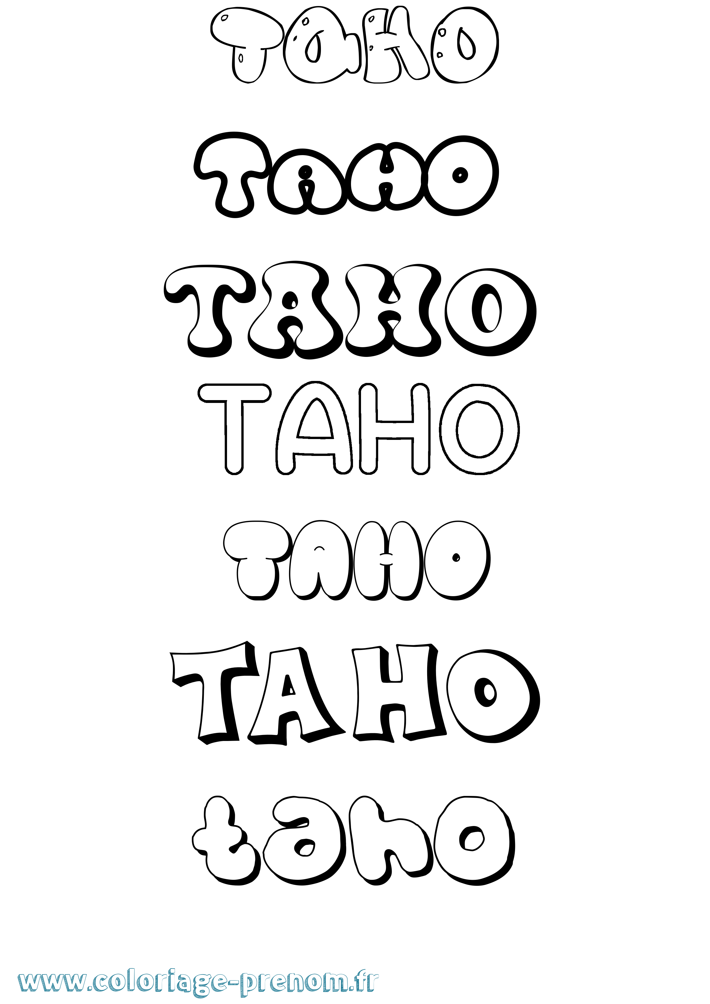 Coloriage Taho Bubble Coloriage prénom Taho Bubble
