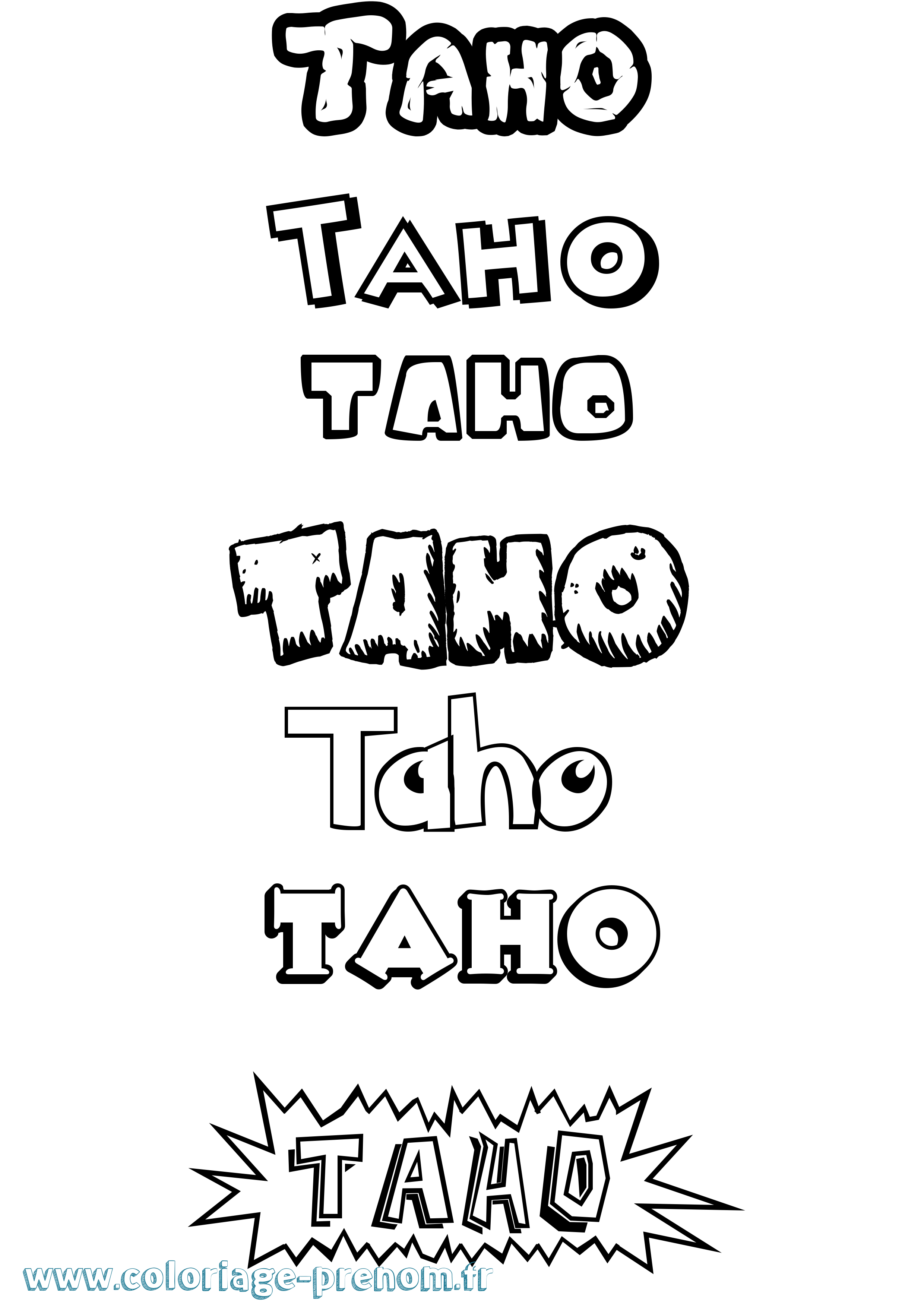 Coloriage prénom Taho Dessin Animé