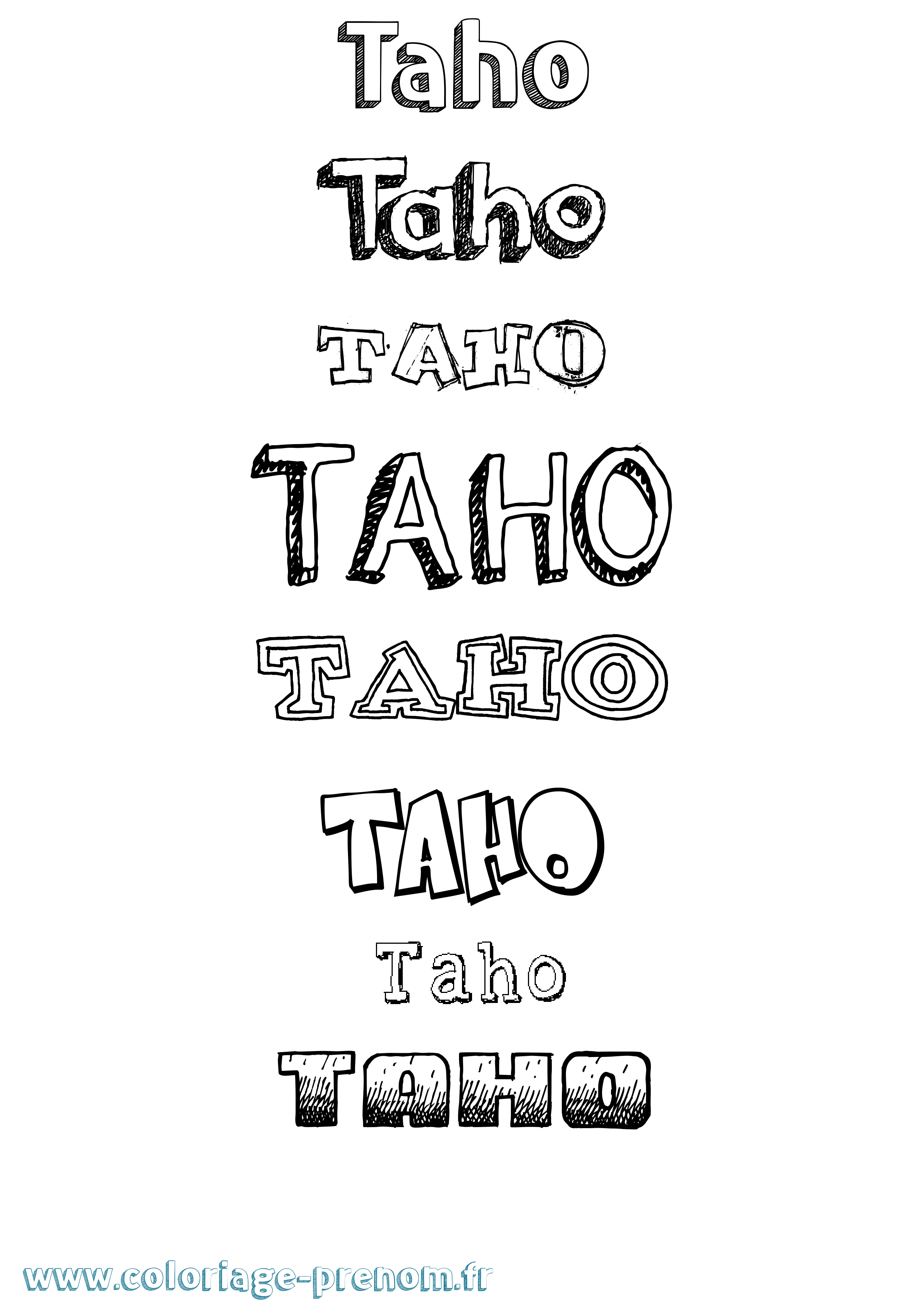 Coloriage prénom Taho Dessiné