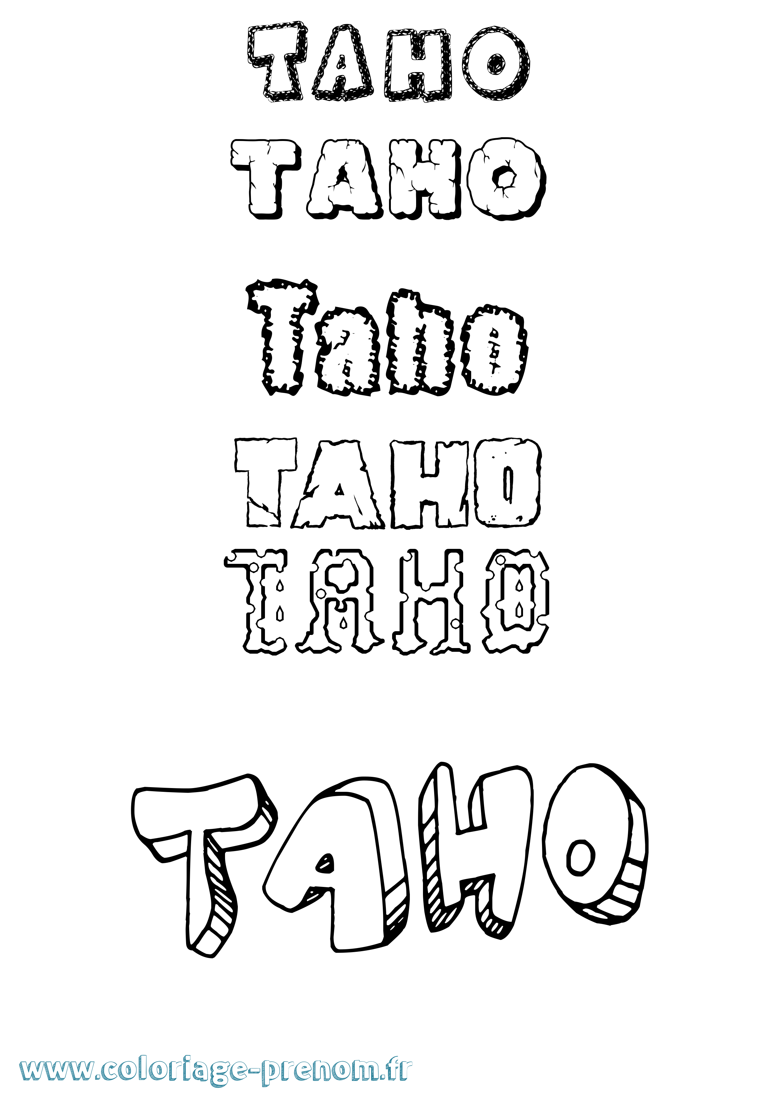Coloriage Taho Destructuré Coloriage prénom Taho Destructuré