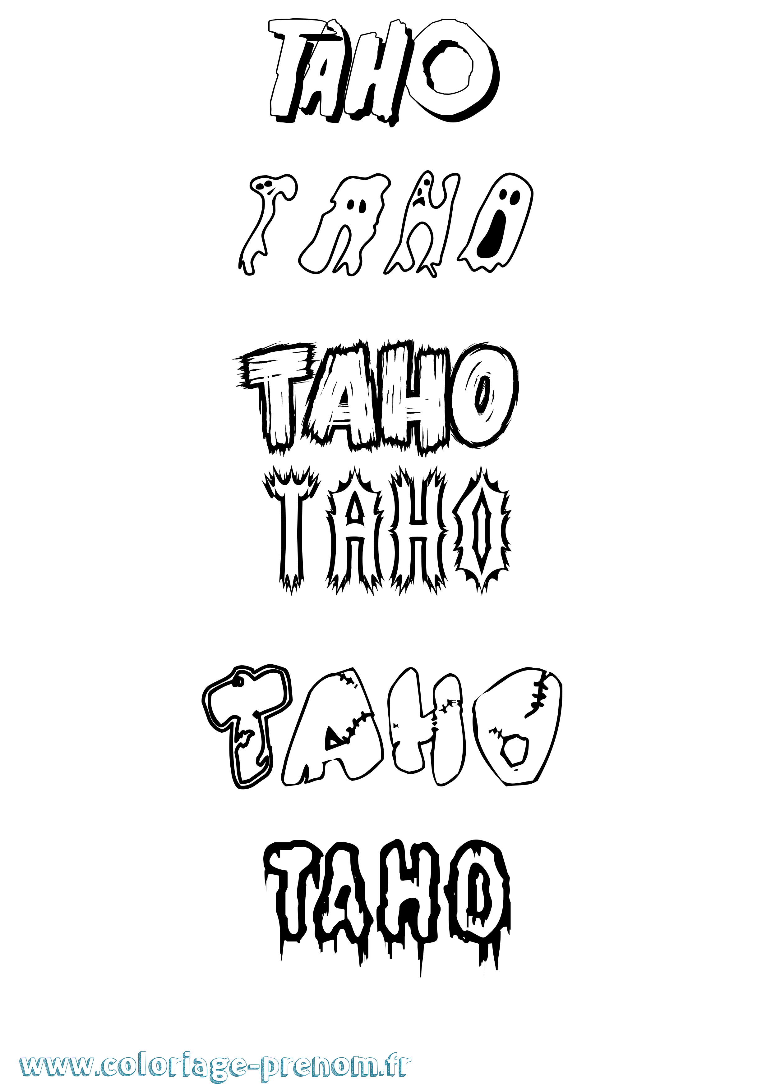 Coloriage Taho Frisson Coloriage prénom Taho Frisson