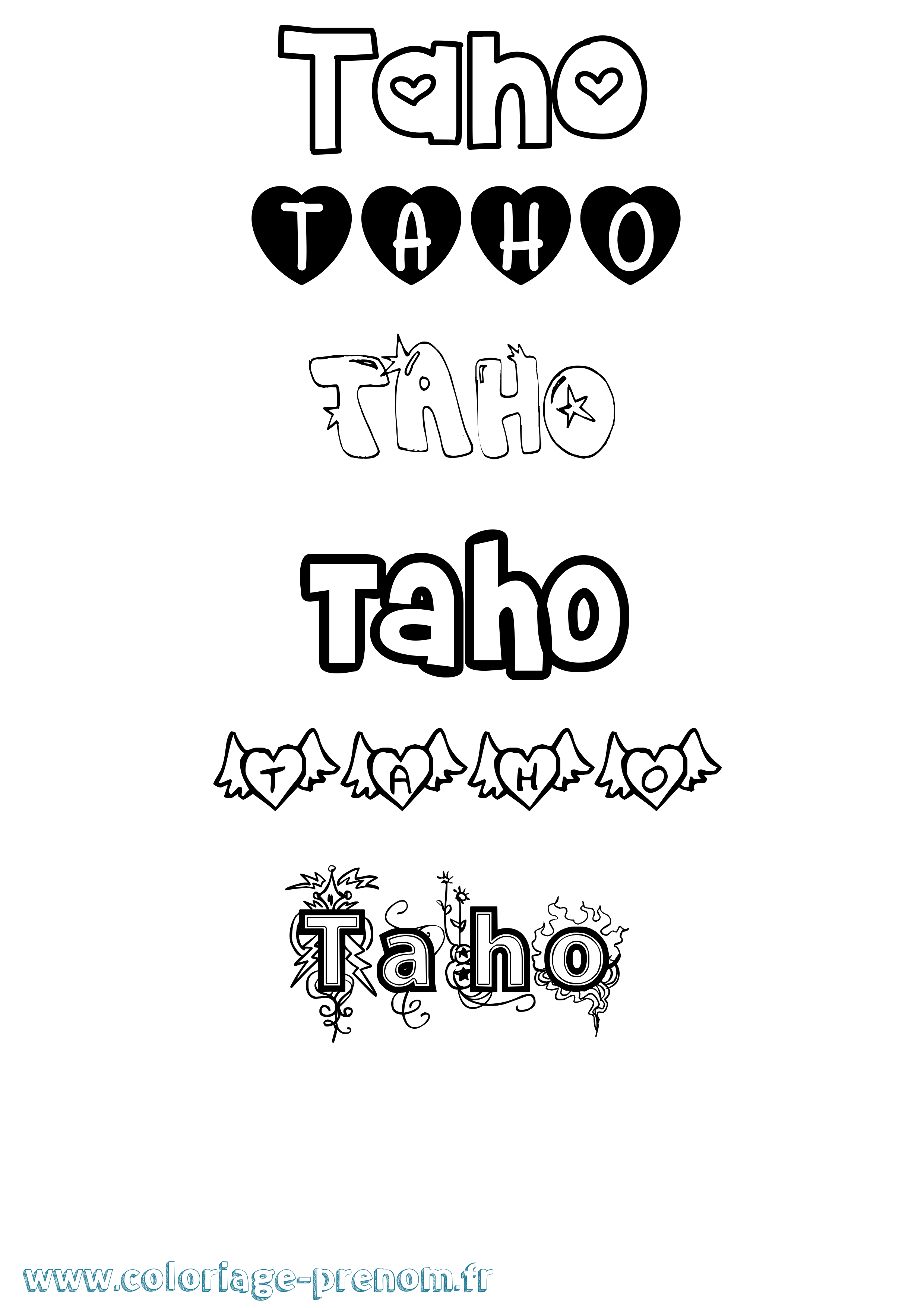 Coloriage Taho Girly Coloriage prénom Taho Girly