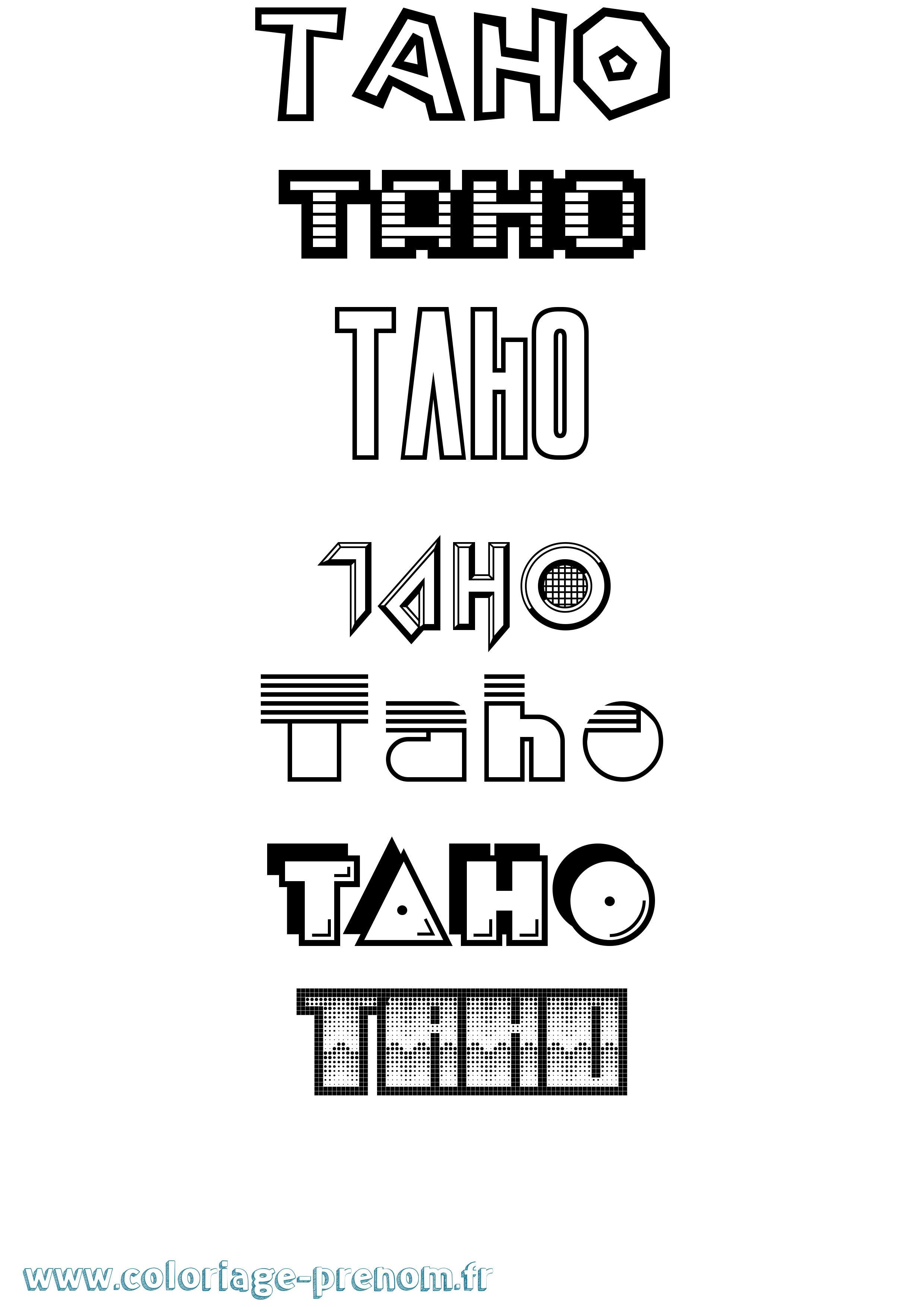 Coloriage prénom Taho Jeux Vidéos
