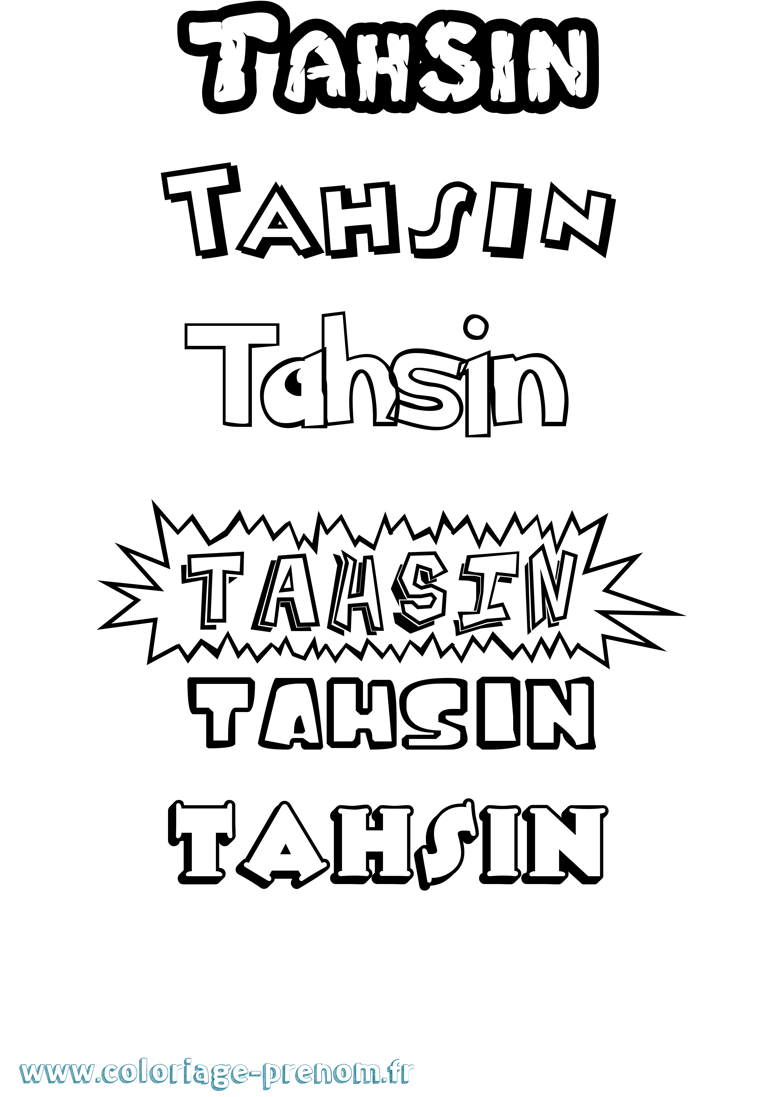Coloriage Tahsin Dessin Animé Coloriage prénom Tahsin Dessin Animé