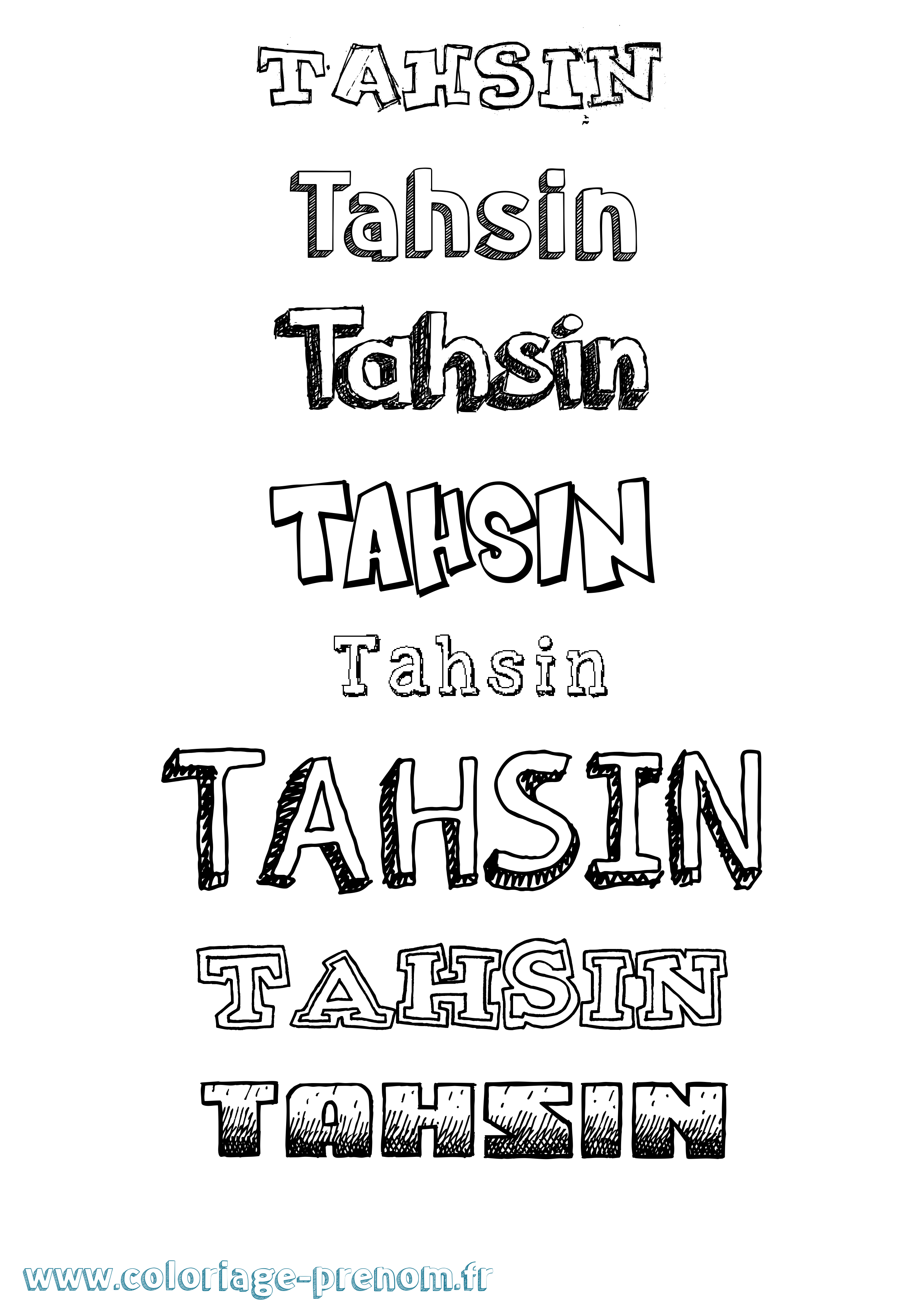 Coloriage Tahsin Dessiné Coloriage prénom Tahsin Dessiné