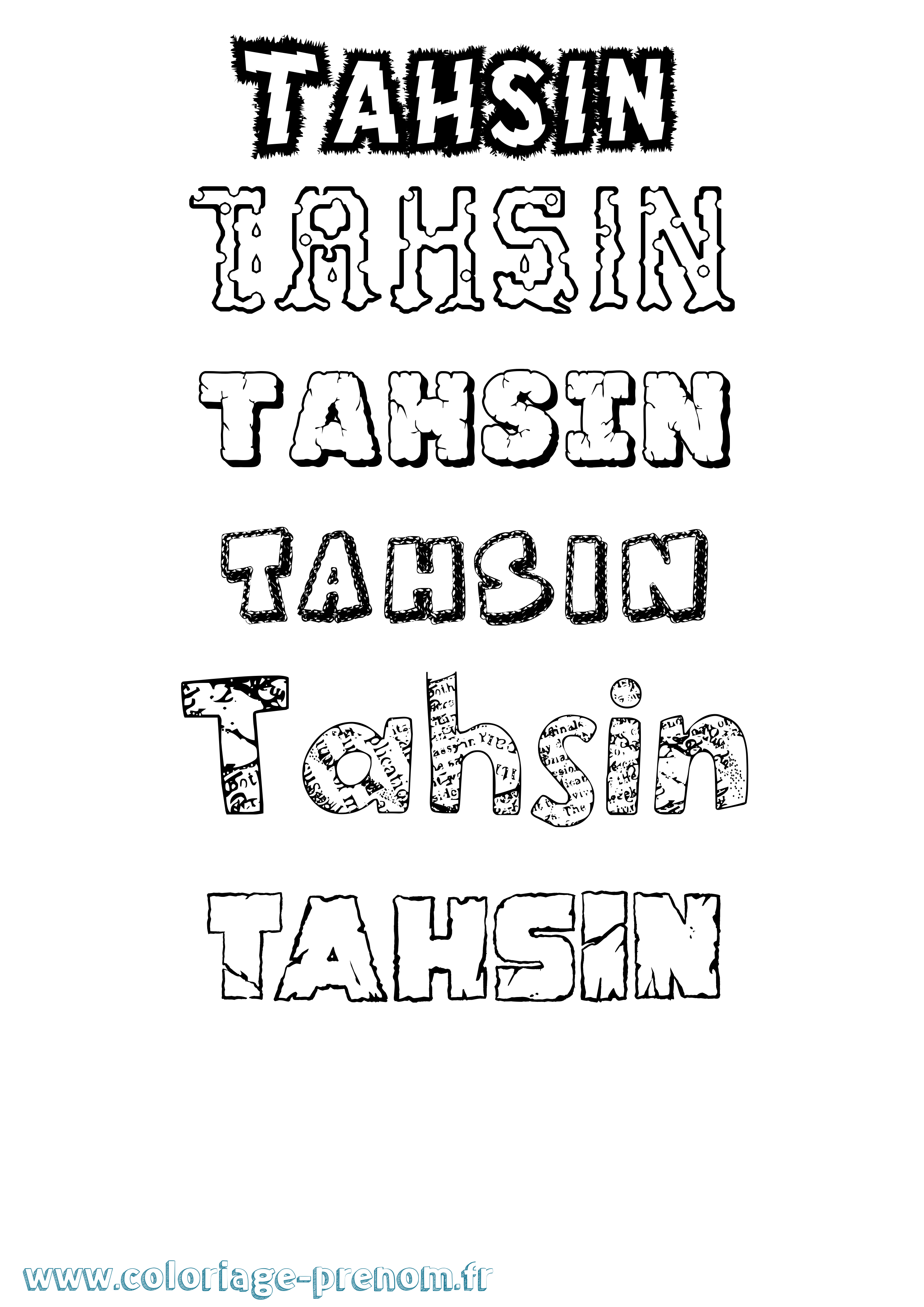 Coloriage Tahsin Destructuré Coloriage prénom Tahsin Destructuré