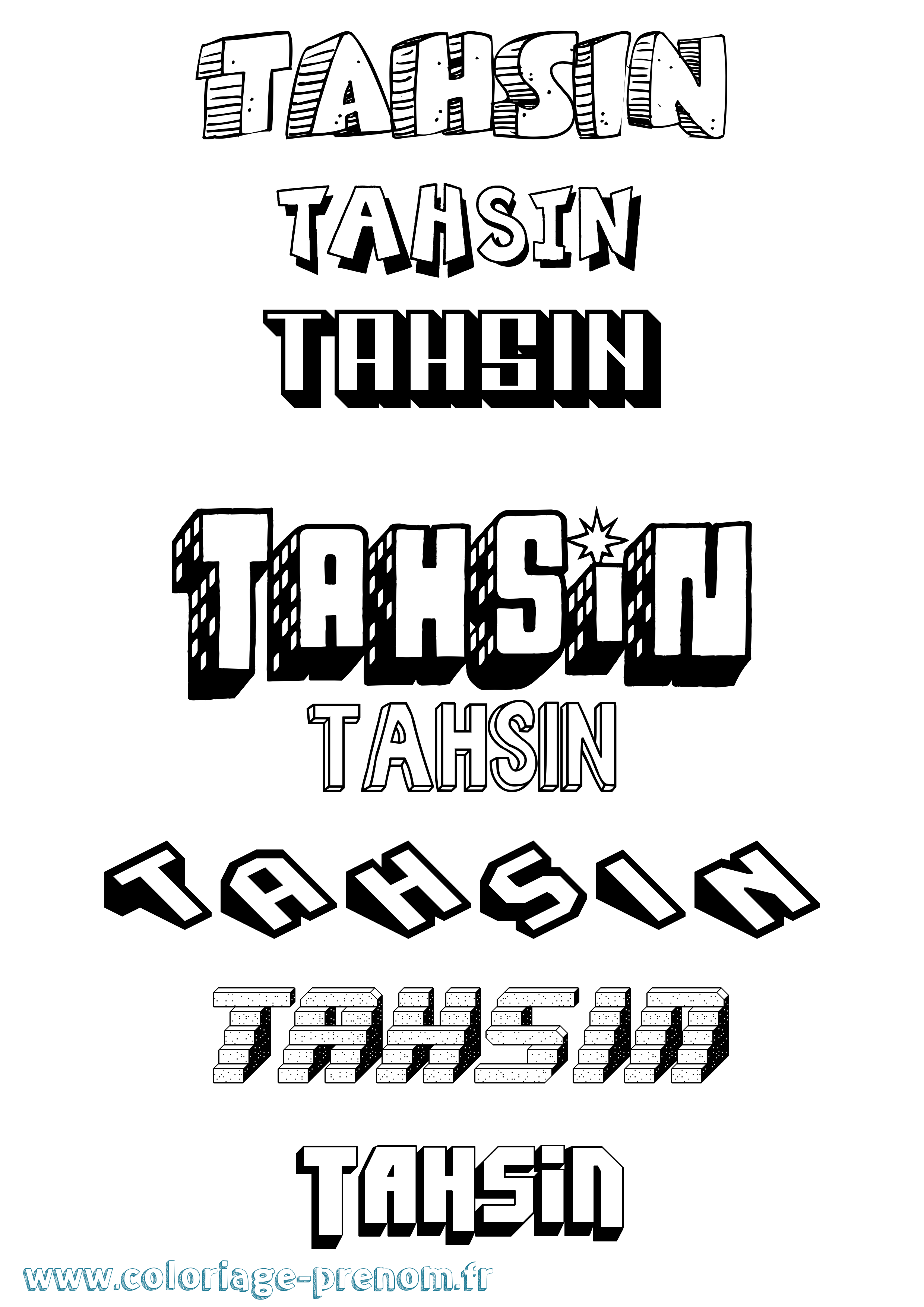 Coloriage Tahsin Effet 3D Coloriage prénom Tahsin Effet 3D