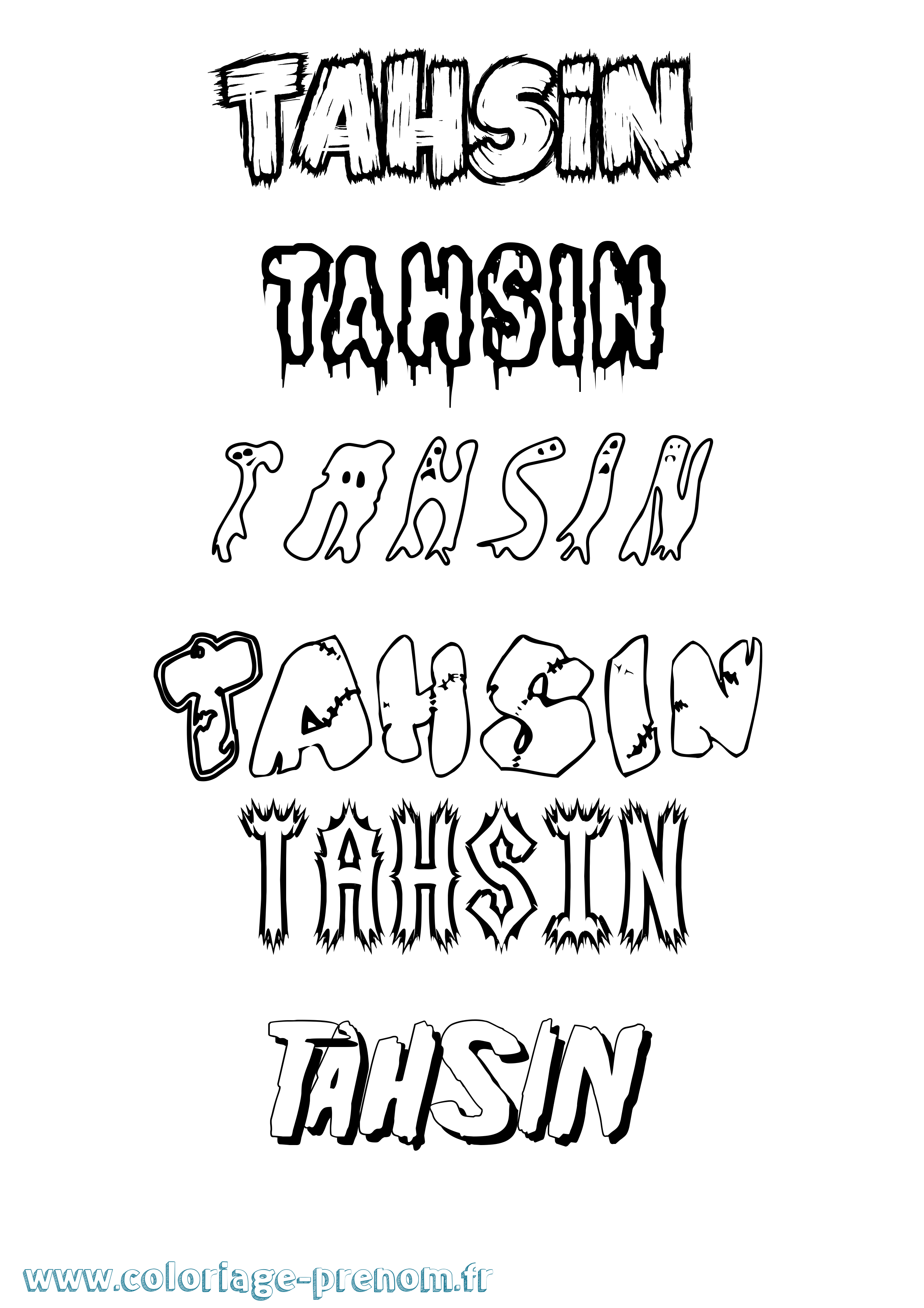 Coloriage Tahsin Frisson Coloriage prénom Tahsin Frisson