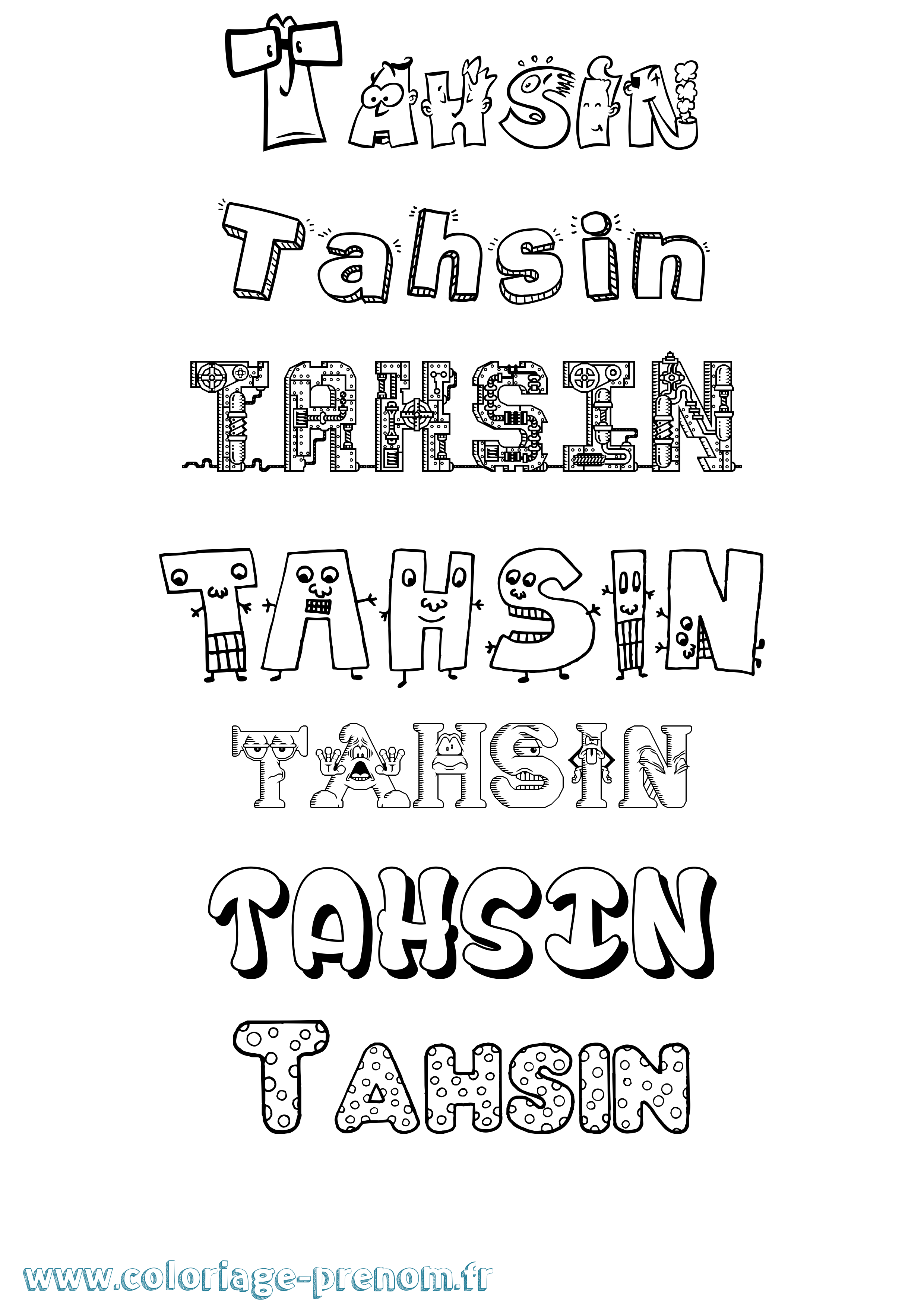 Coloriage Tahsin Fun Coloriage prénom Tahsin Fun