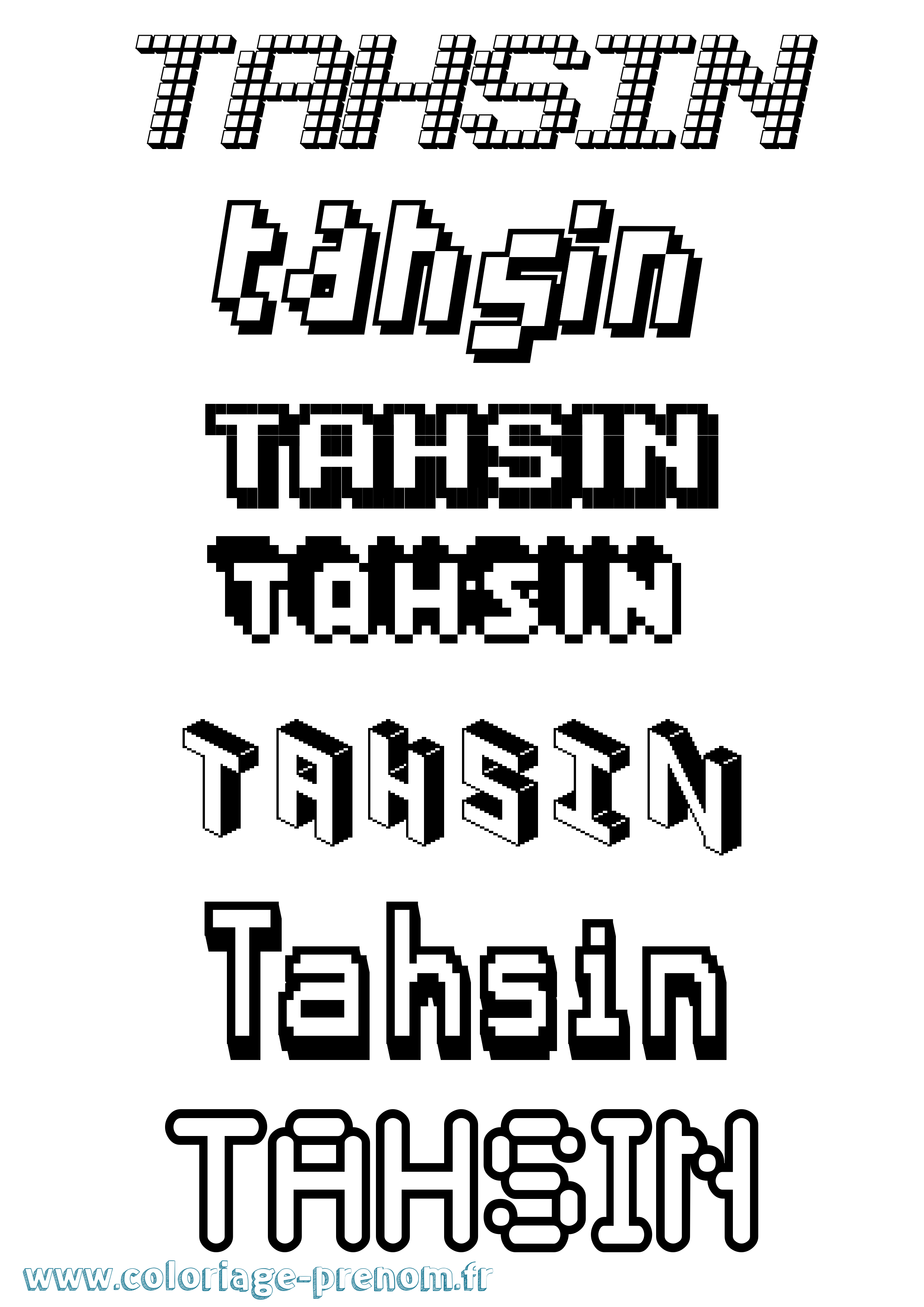 Coloriage Tahsin Pixel Coloriage prénom Tahsin Pixel