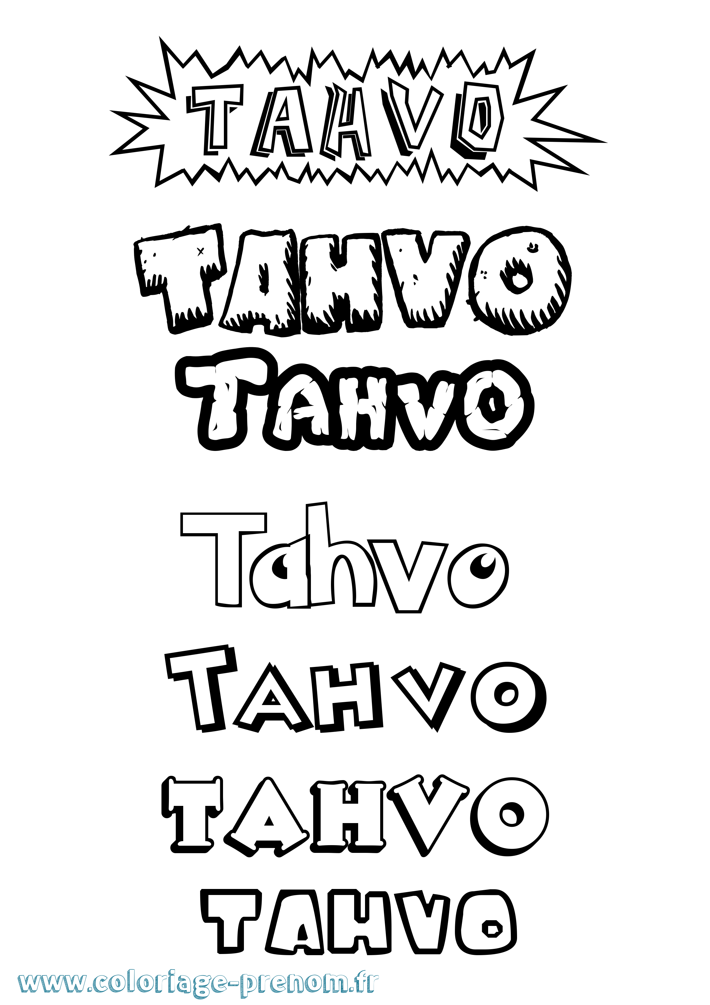 Coloriage prénom Tahvo Dessin Animé