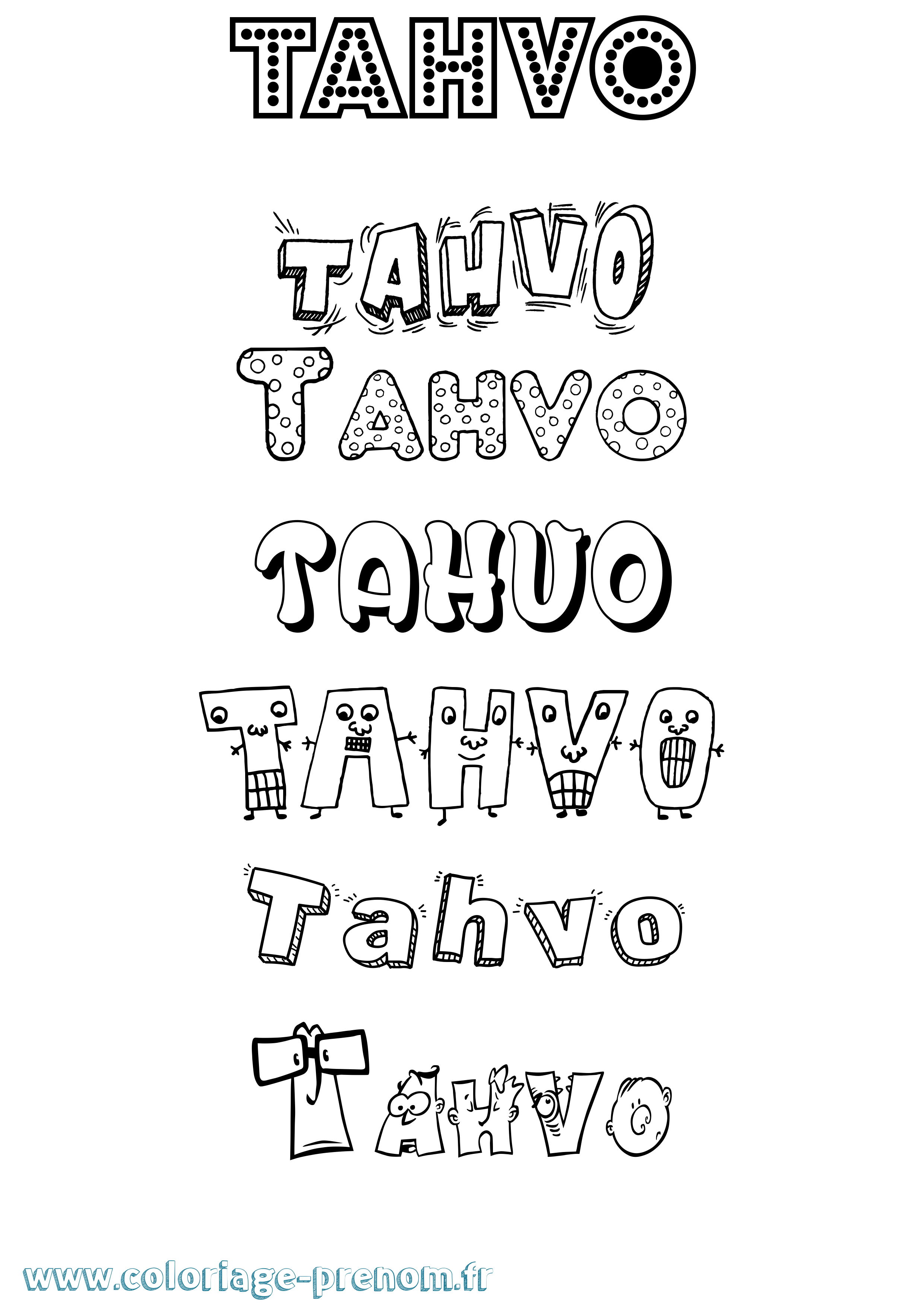 Coloriage prénom Tahvo Fun