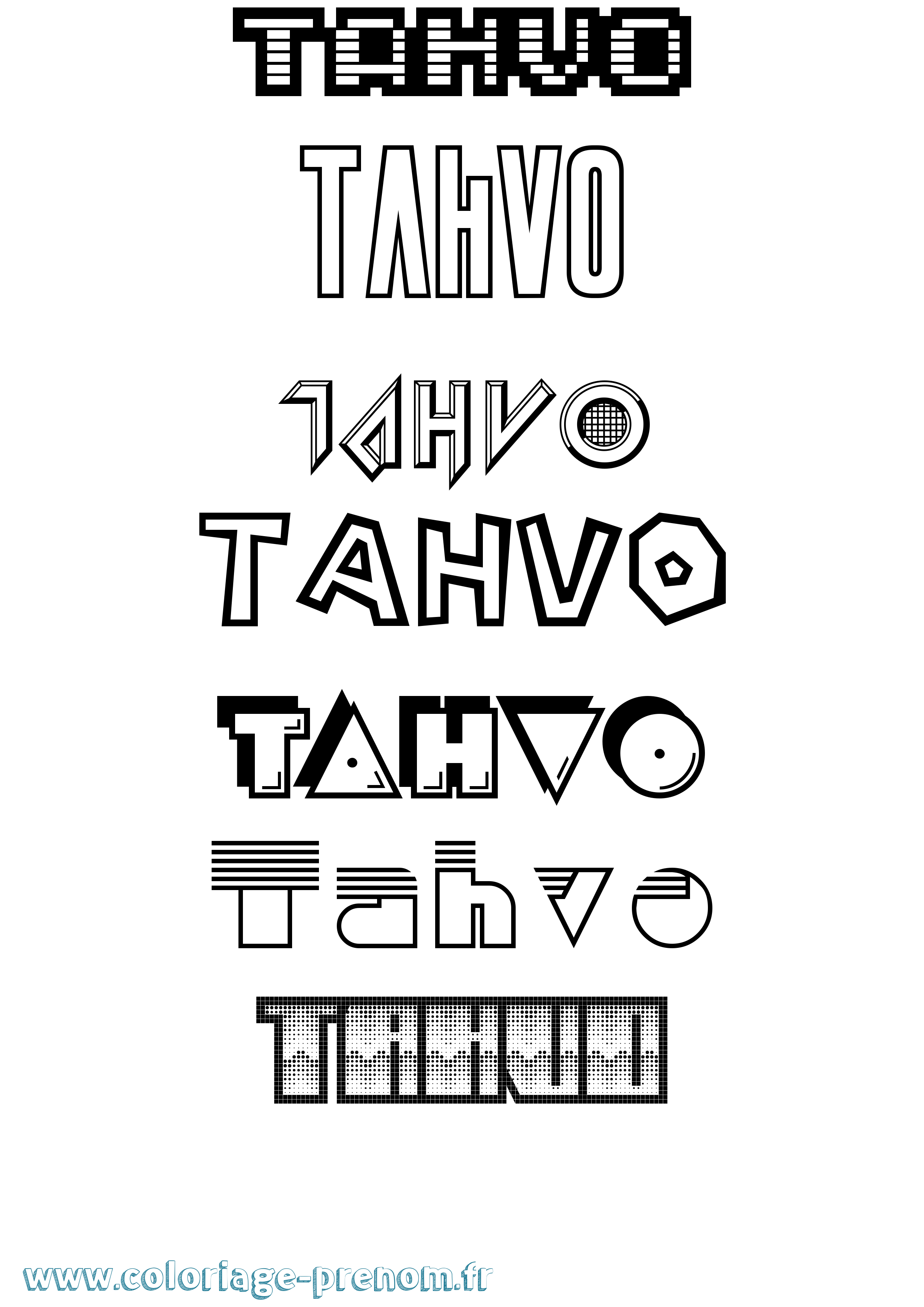 Coloriage prénom Tahvo Jeux Vidéos