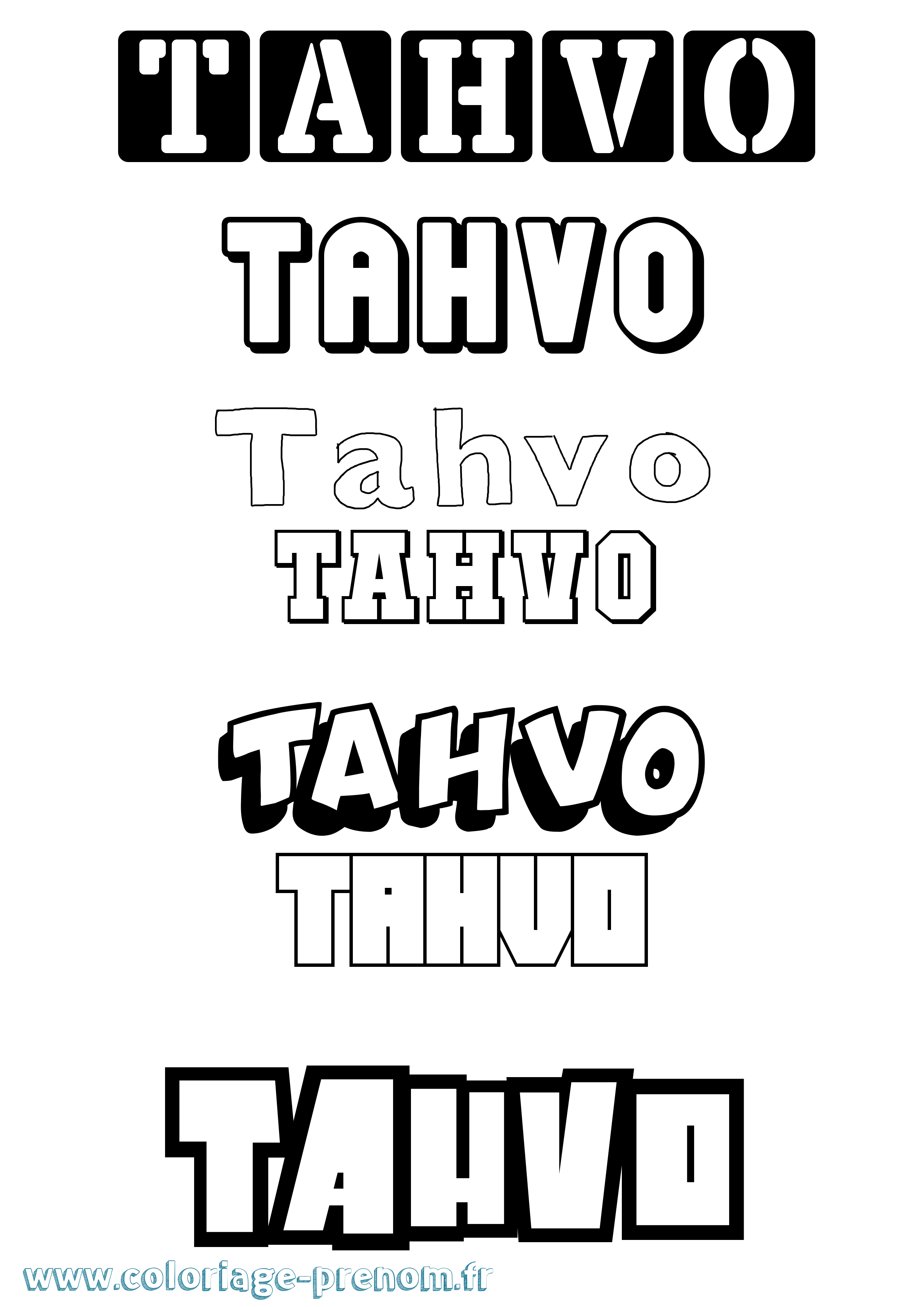 Coloriage prénom Tahvo Simple