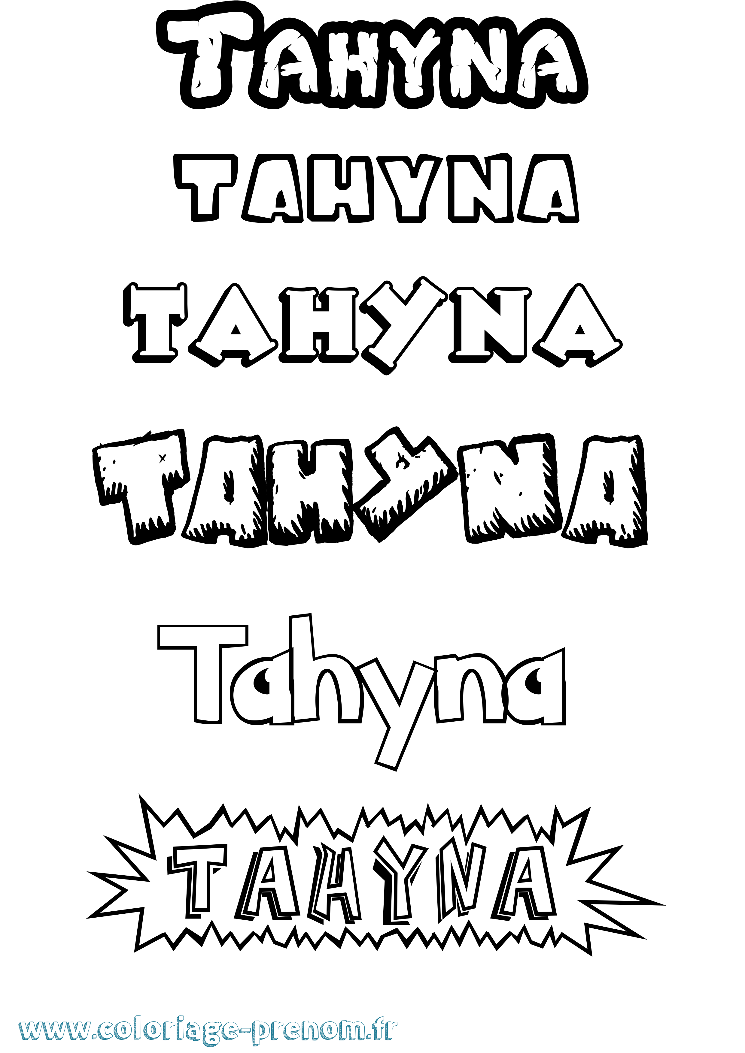 Coloriage Tahyna Dessin Animé Coloriage prénom Tahyna Dessin Animé