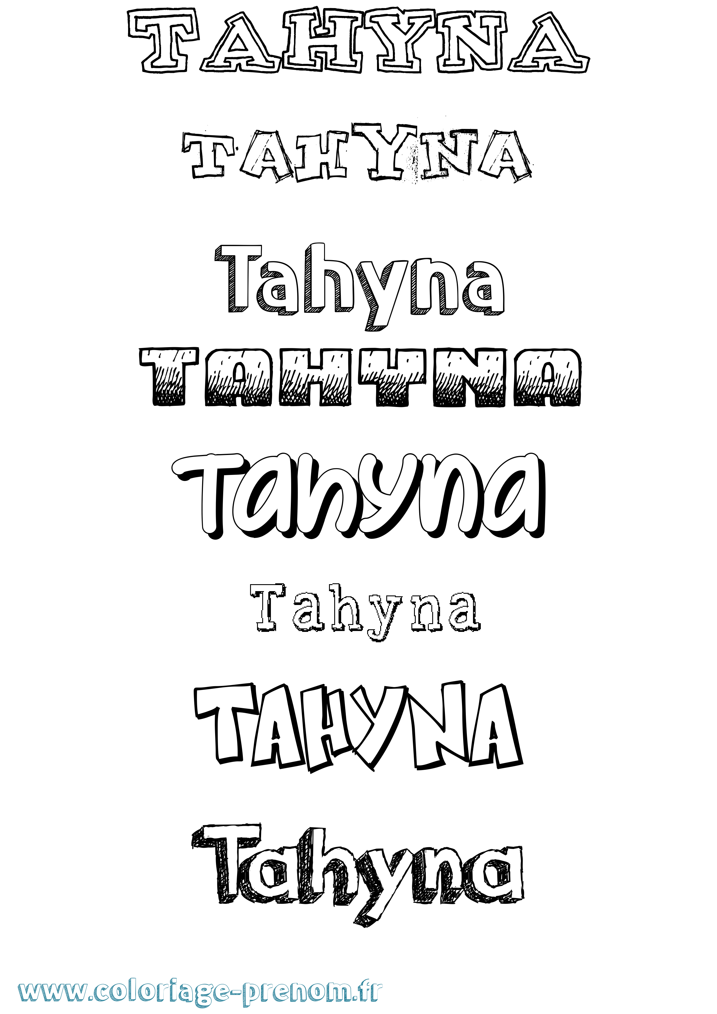Coloriage Tahyna Dessiné Coloriage prénom Tahyna Dessiné