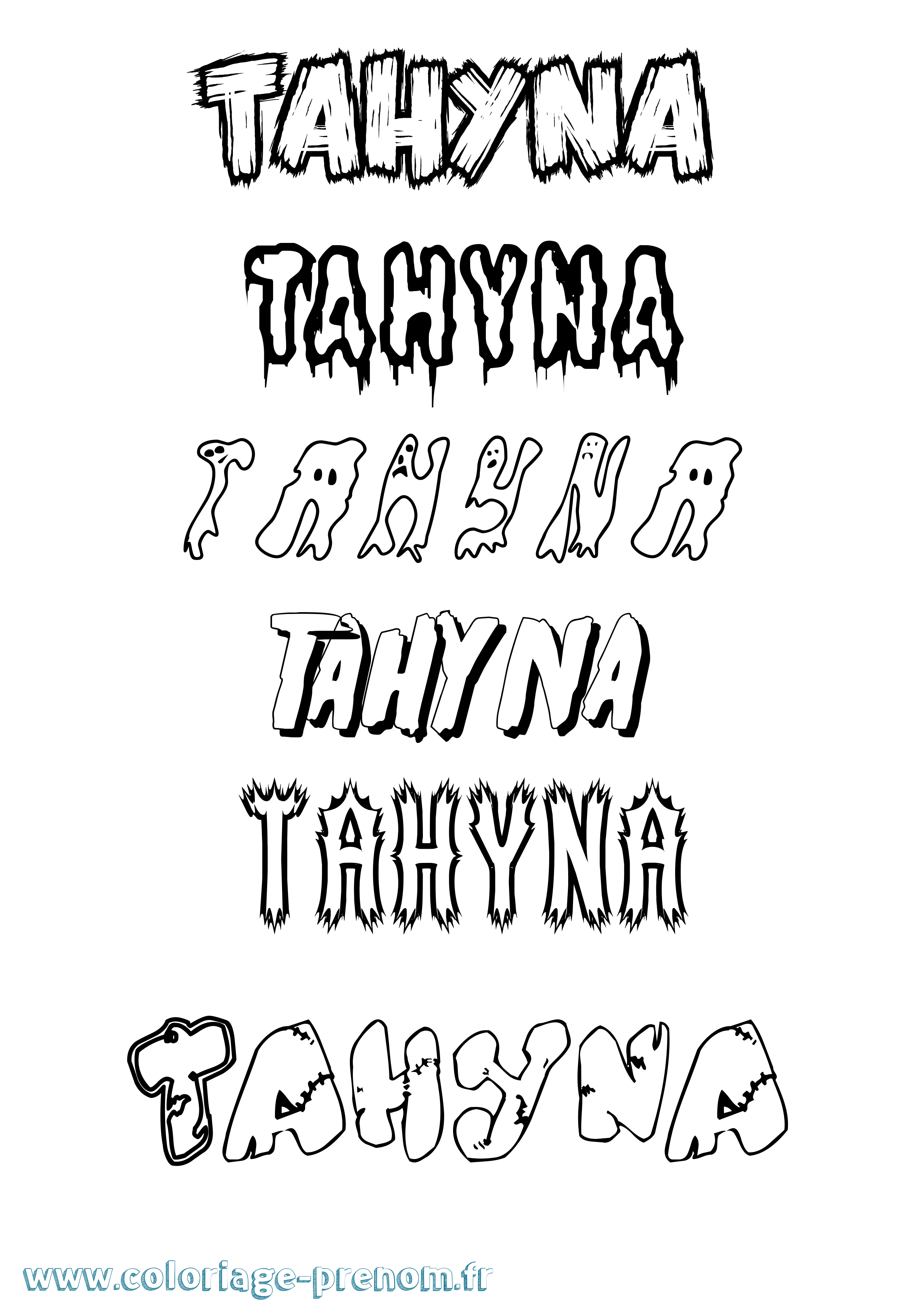 Coloriage Tahyna Frisson Coloriage prénom Tahyna Frisson