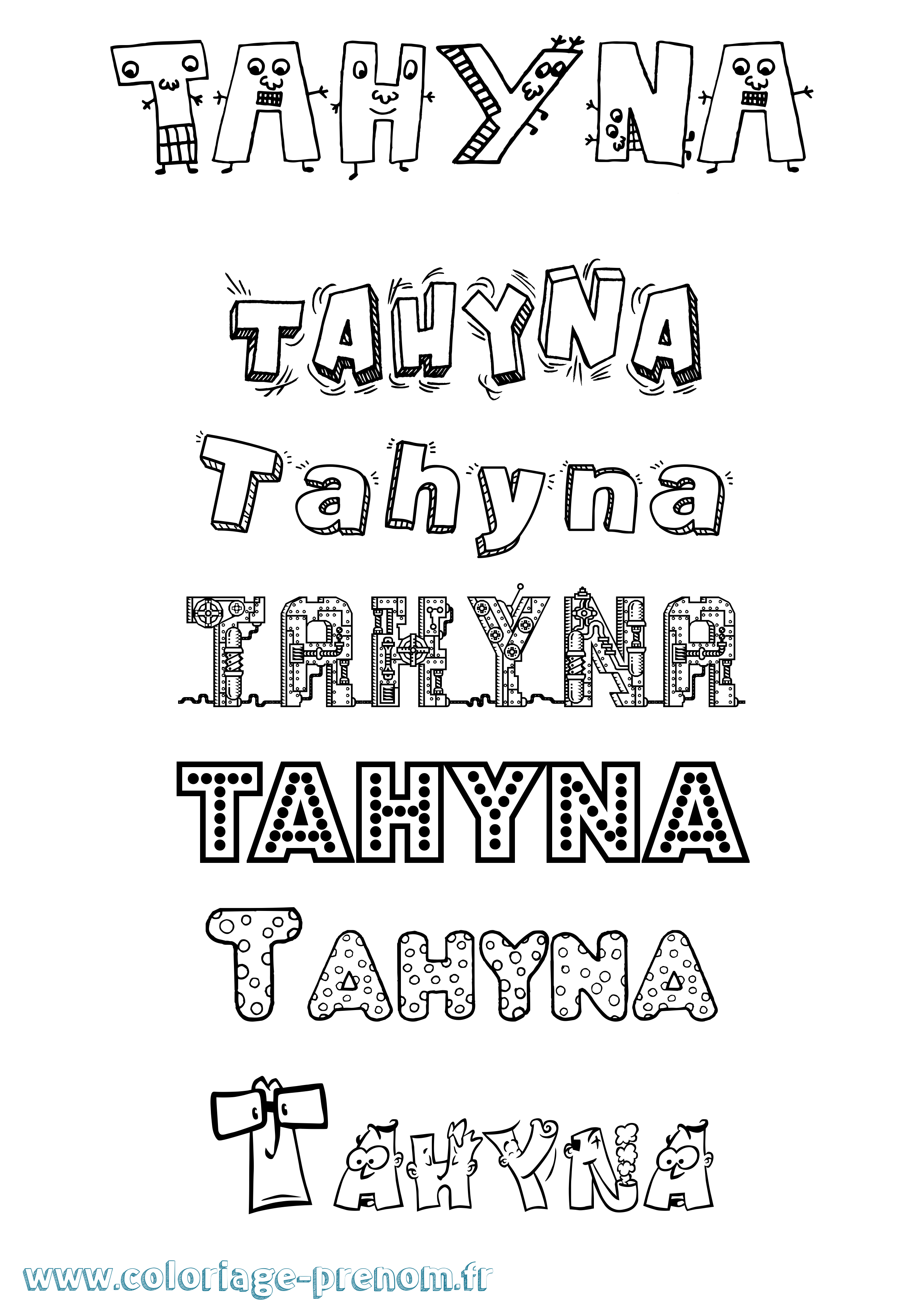 Coloriage Tahyna Fun Coloriage prénom Tahyna Fun