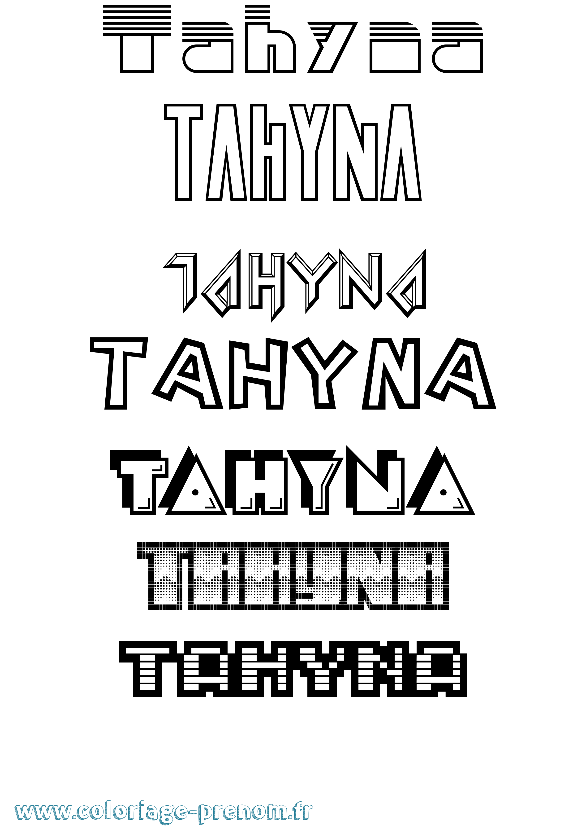 Coloriage Tahyna Jeux Vidéos Coloriage prénom Tahyna Jeux Vidéos
