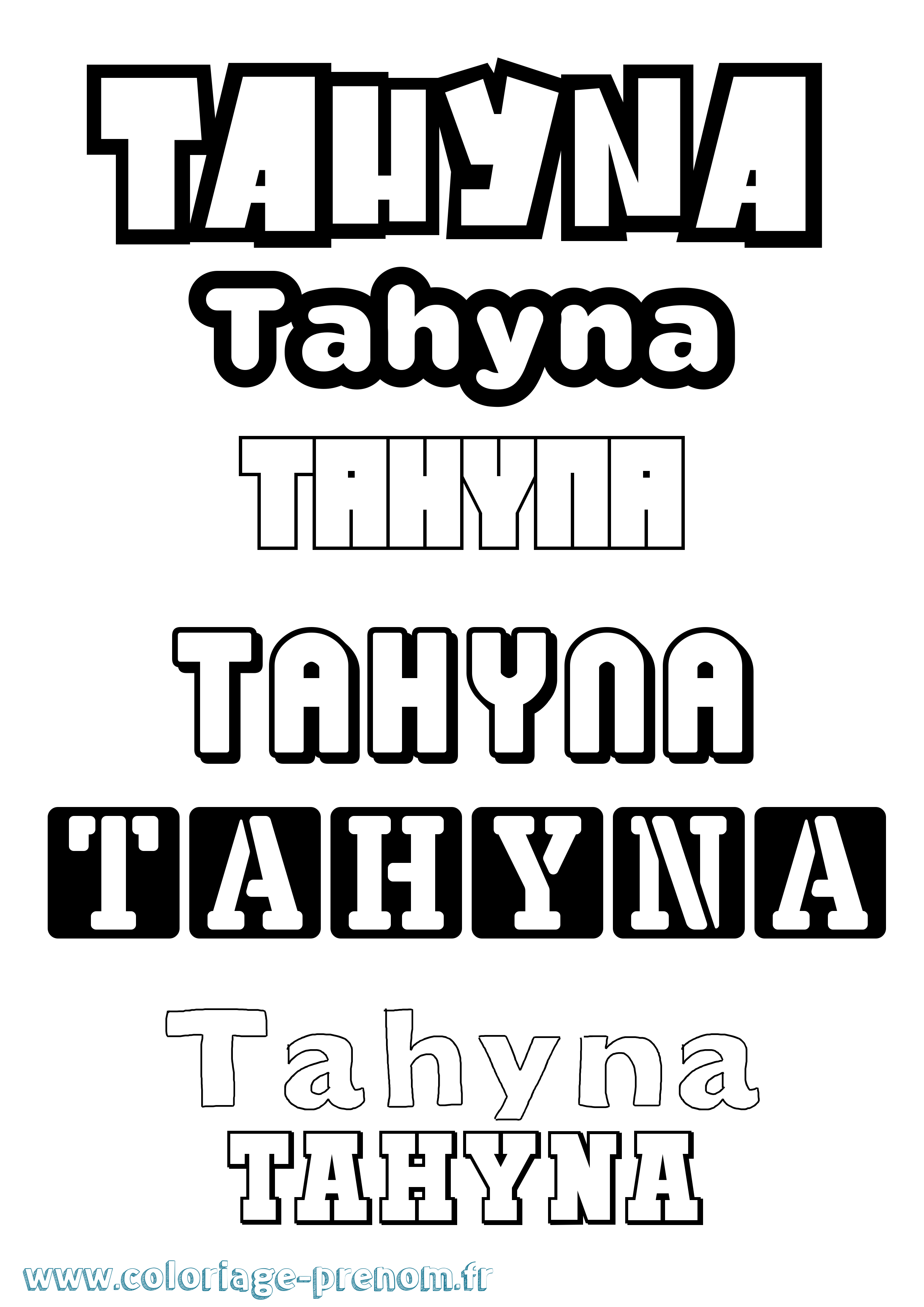 Coloriage Tahyna Simple Coloriage prénom Tahyna Simple