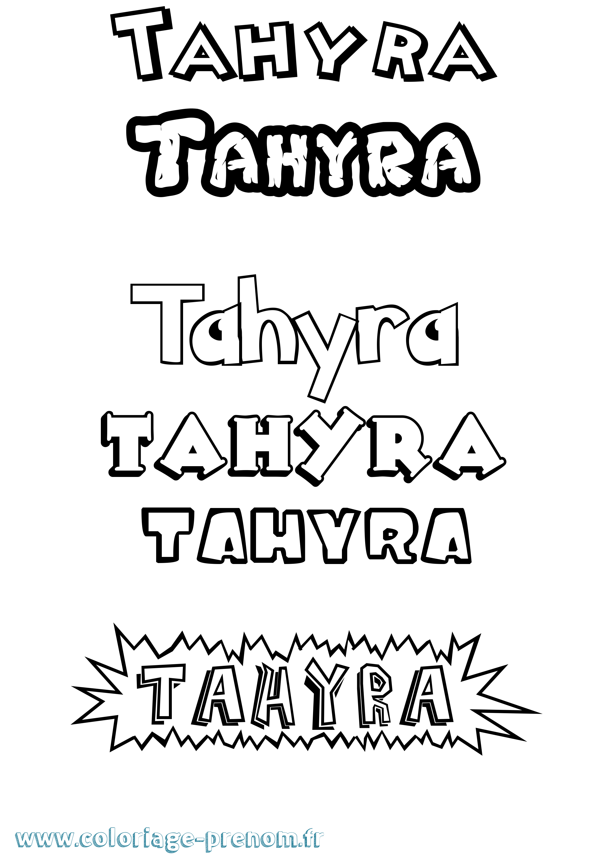 Coloriage prénom Tahyra Dessin Animé