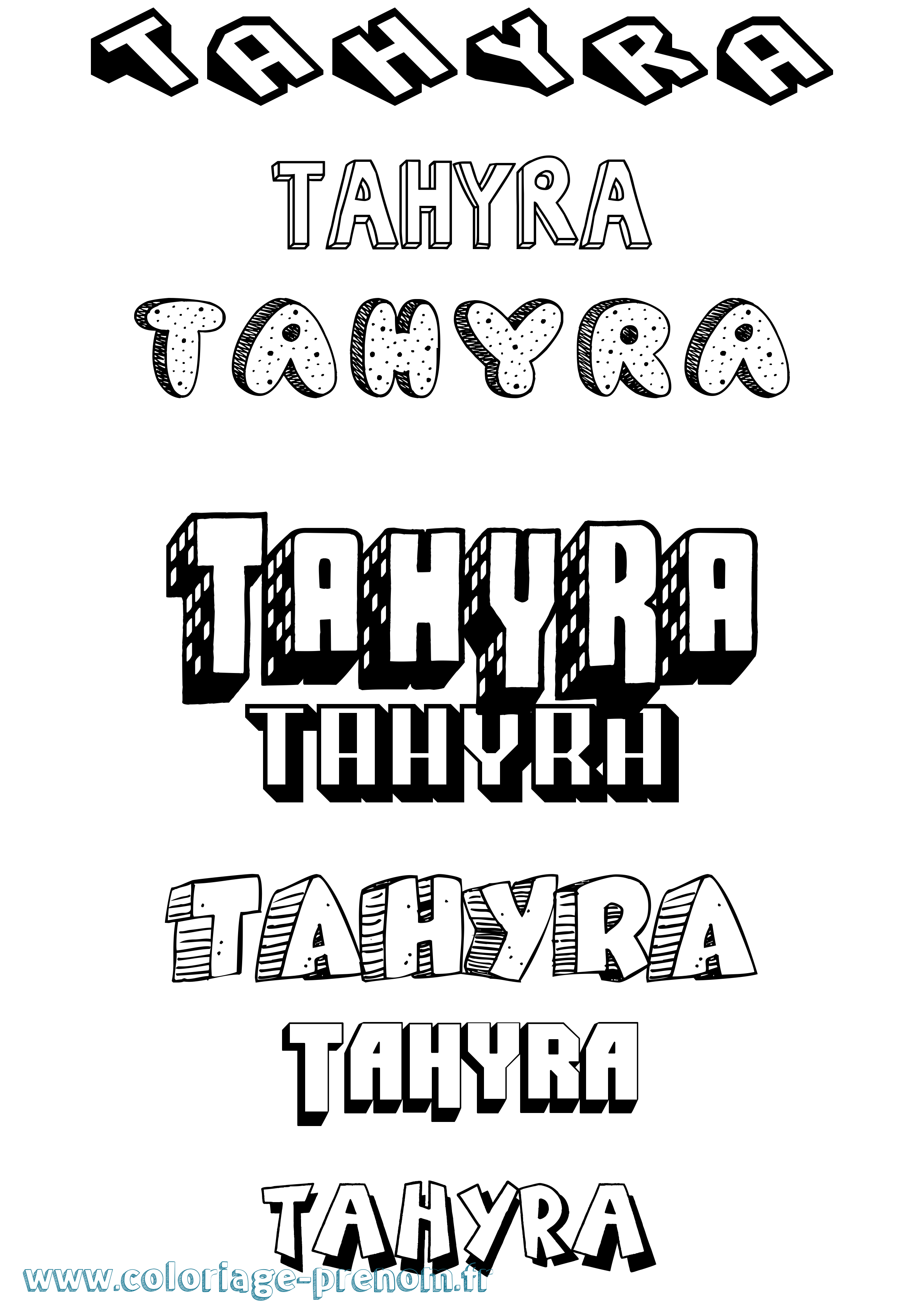 Coloriage prénom Tahyra Effet 3D