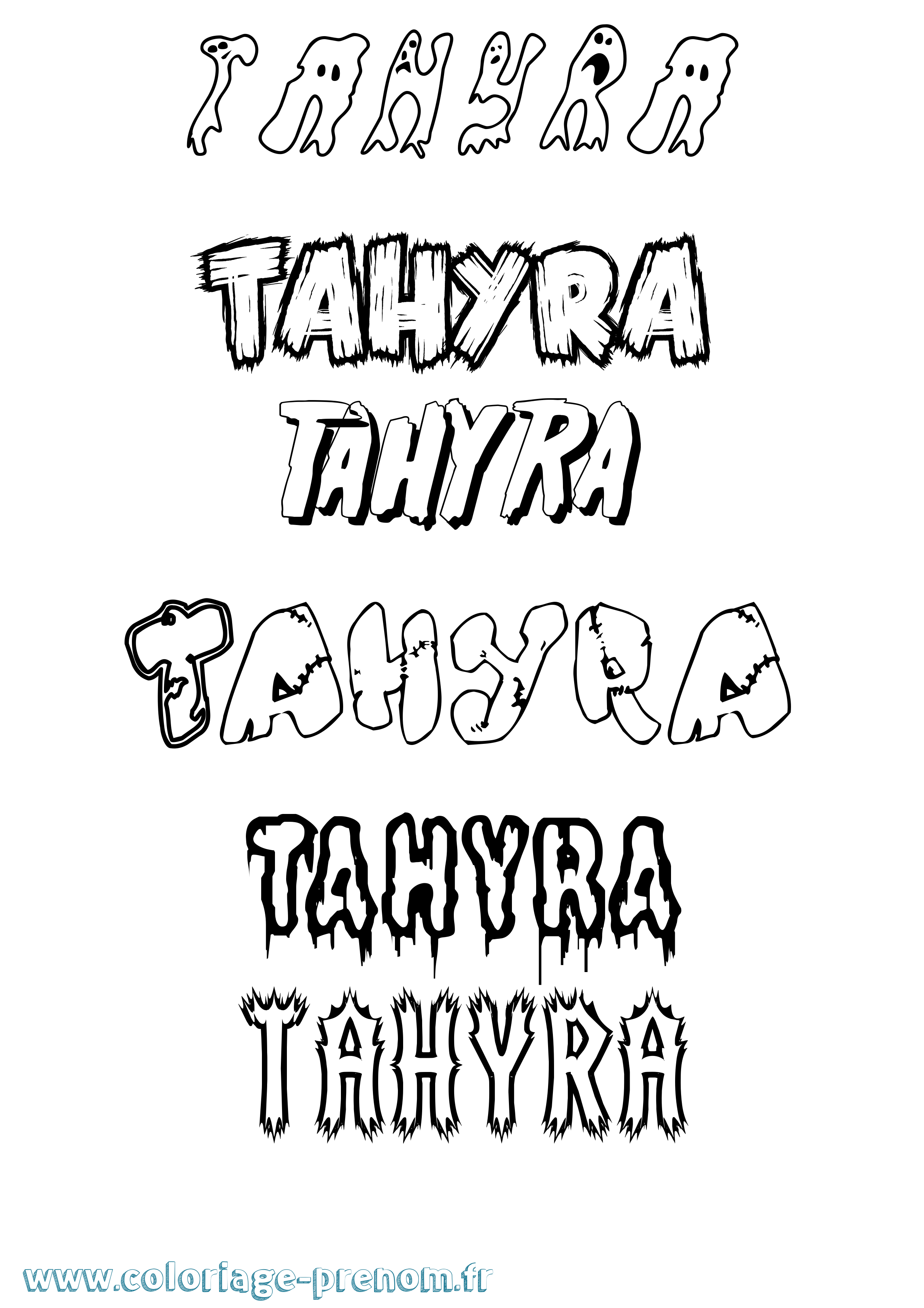 Coloriage prénom Tahyra Frisson
