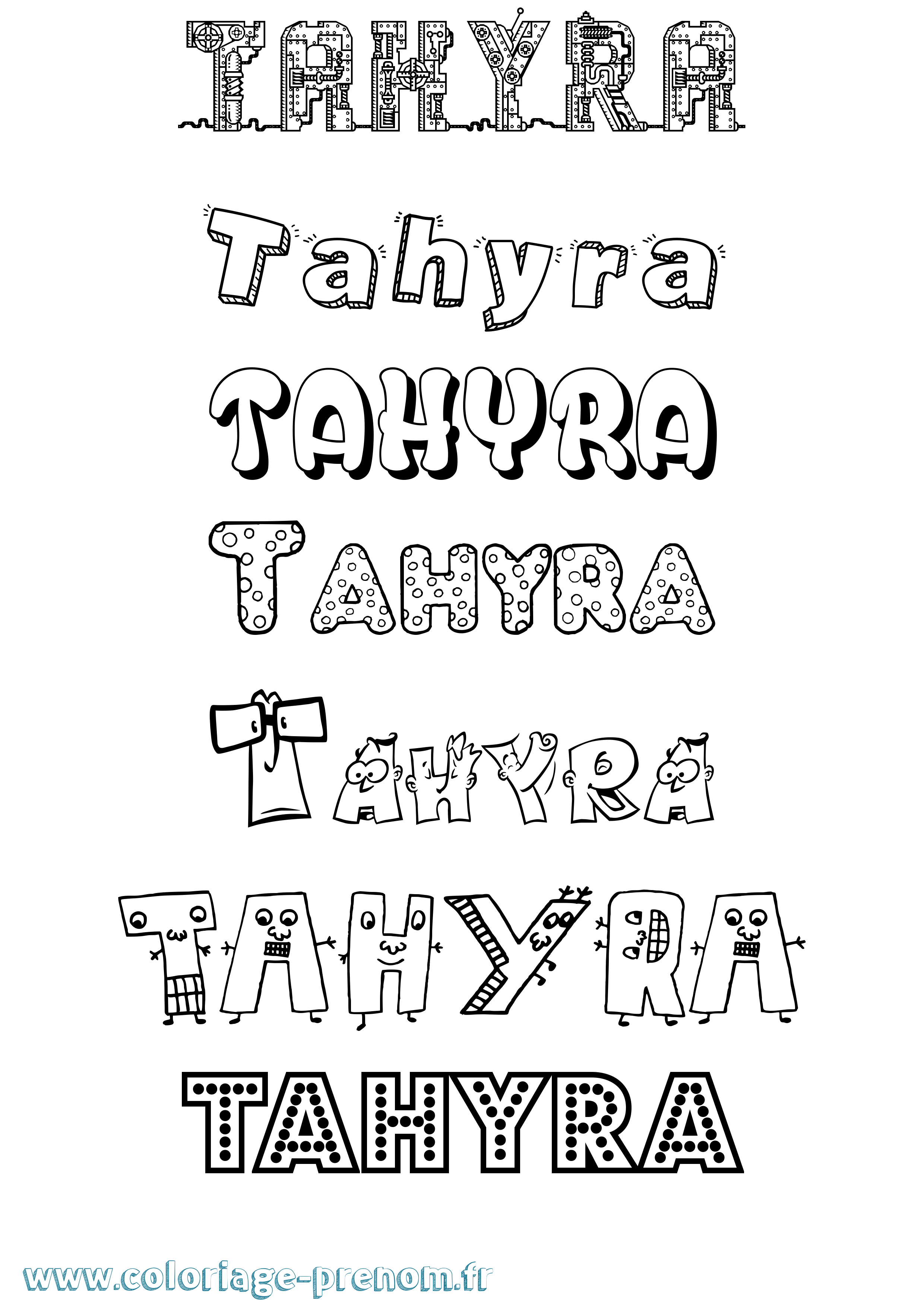Coloriage prénom Tahyra Fun