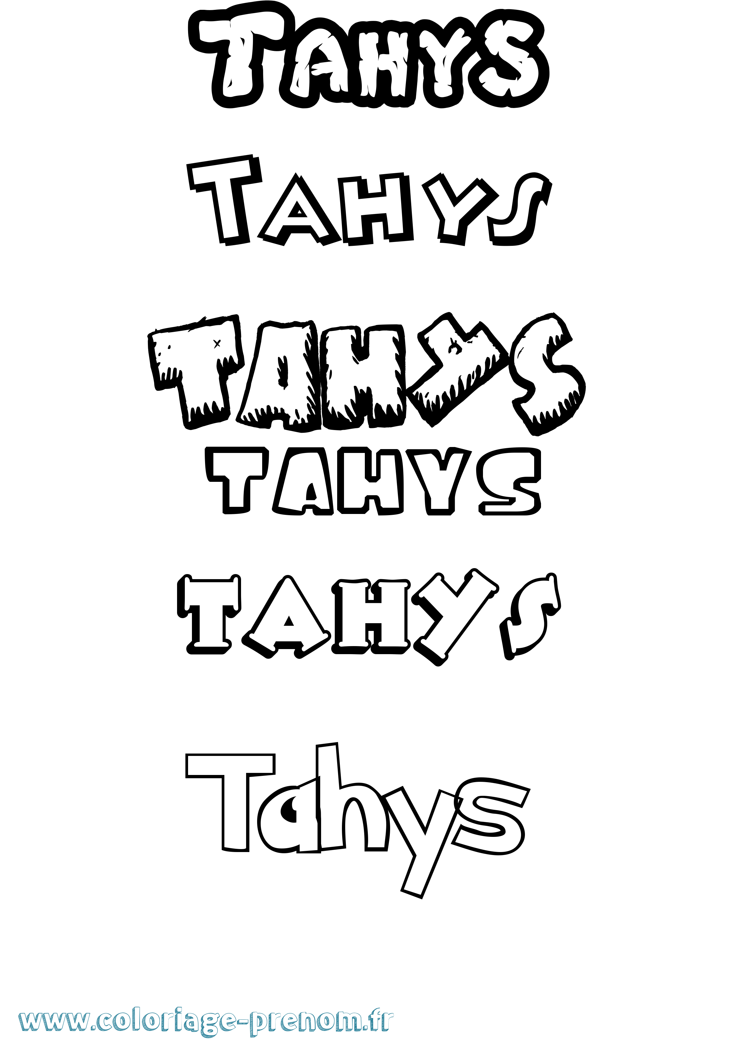 Coloriage prénom Tahys Dessin Animé