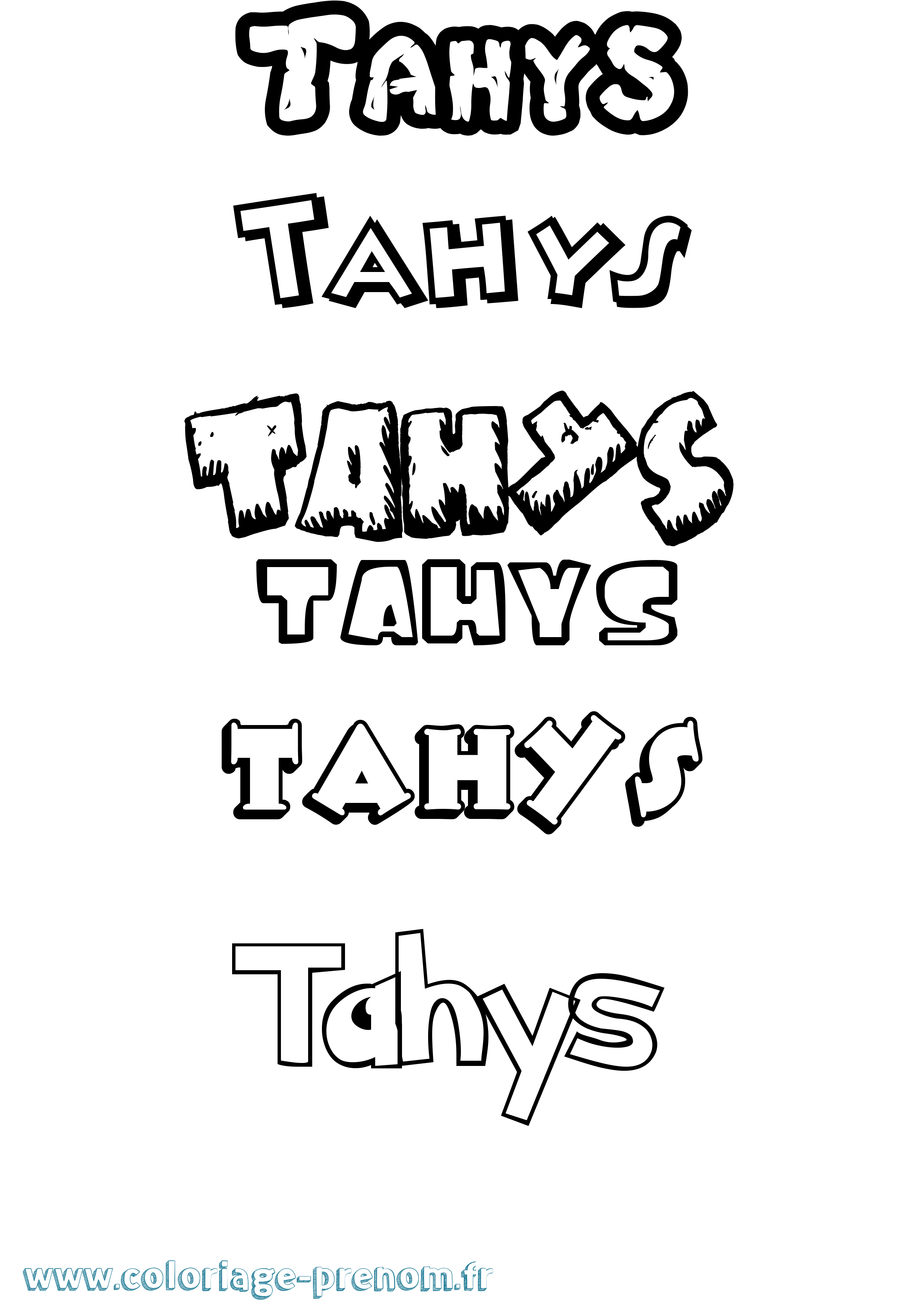 Coloriage Tahys Dessin Animé Coloriage prénom Tahys Dessin Animé