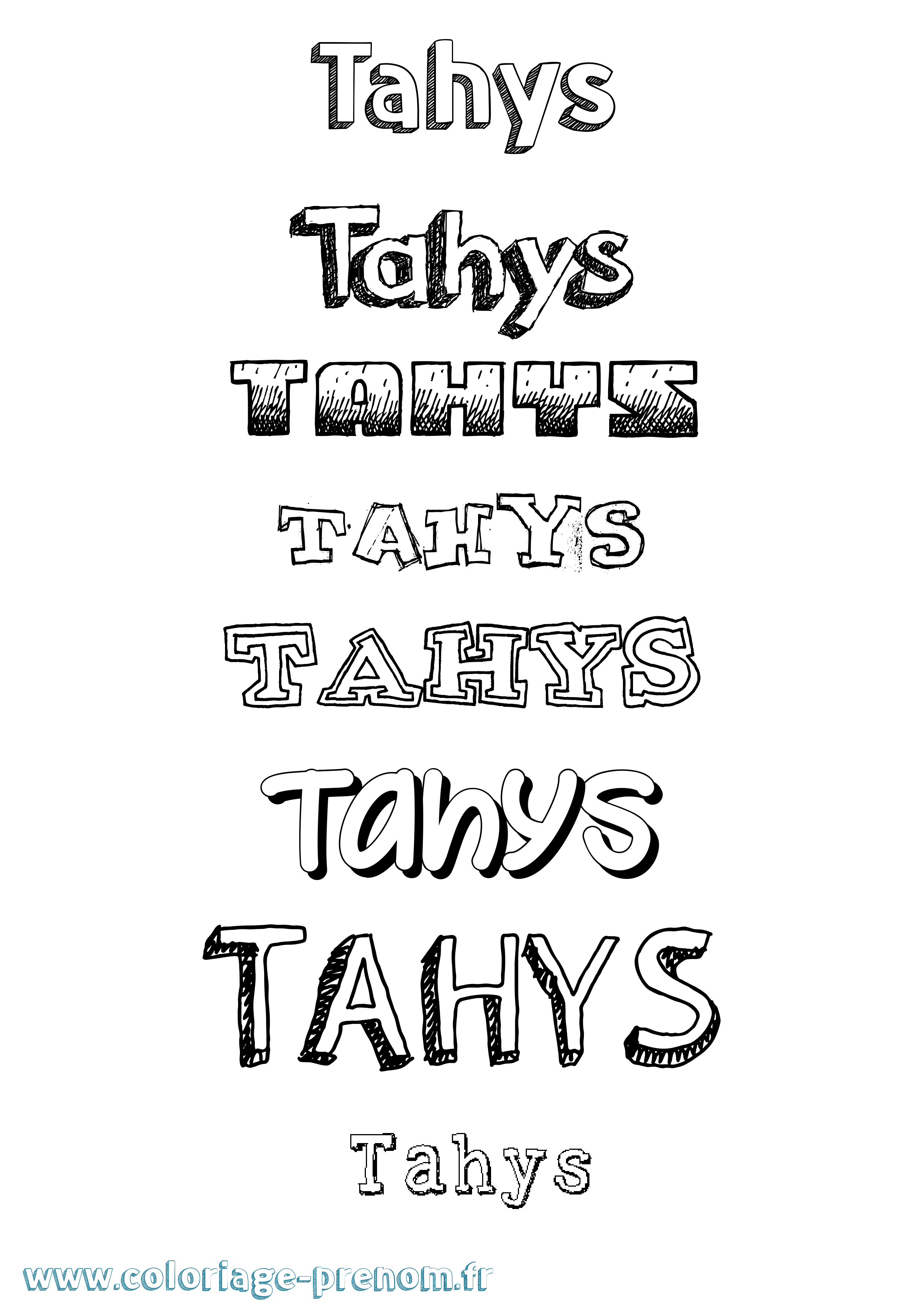 Coloriage prénom Tahys Dessiné