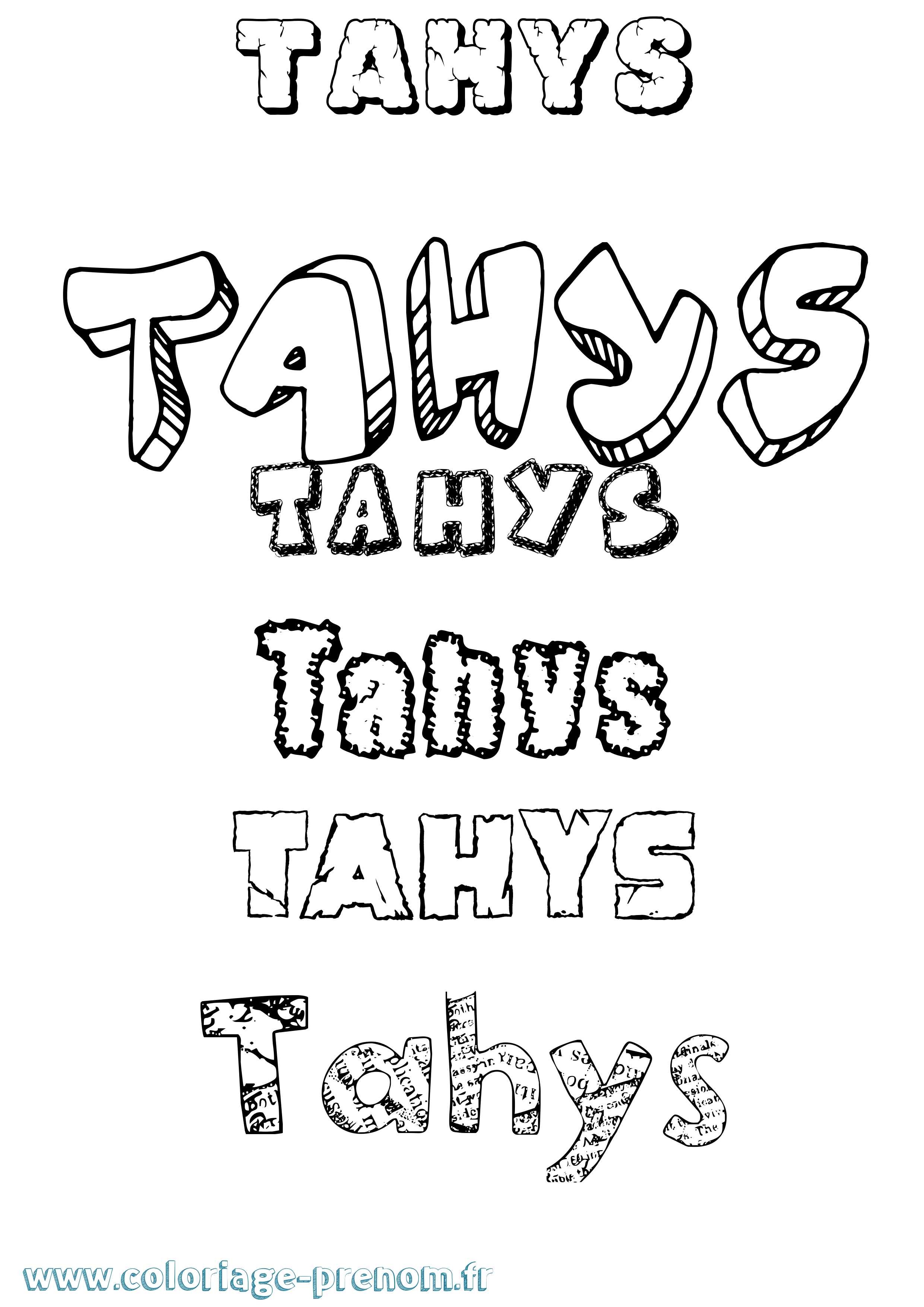 Coloriage prénom Tahys Destructuré