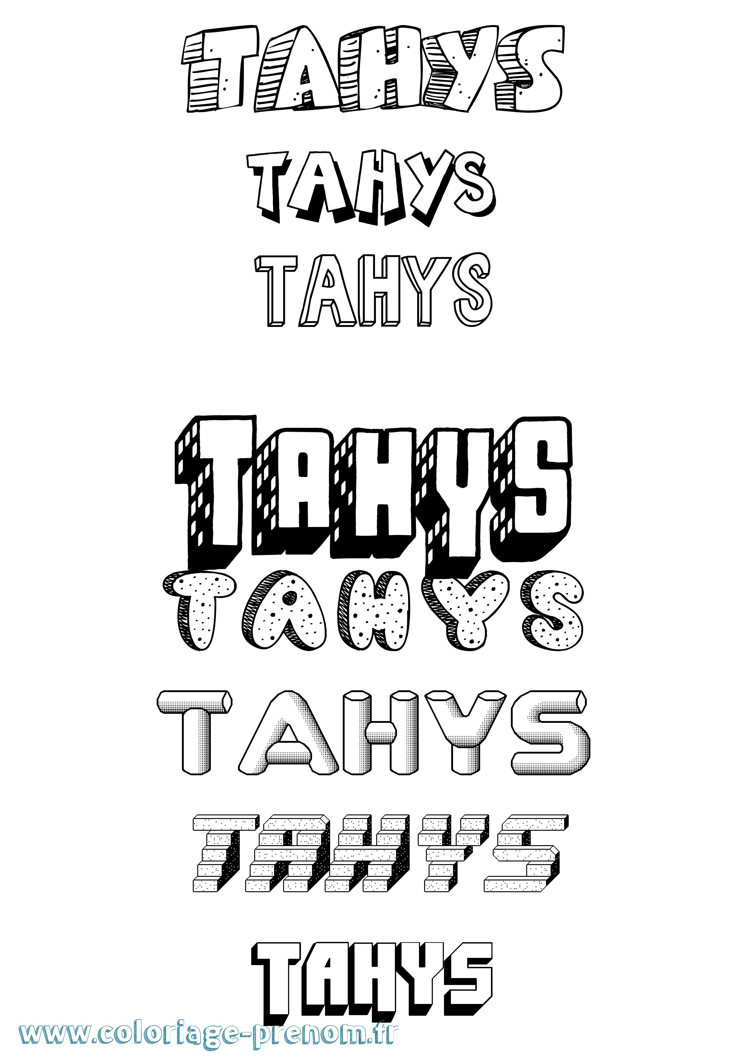 Coloriage Tahys Effet 3D Coloriage prénom Tahys Effet 3D