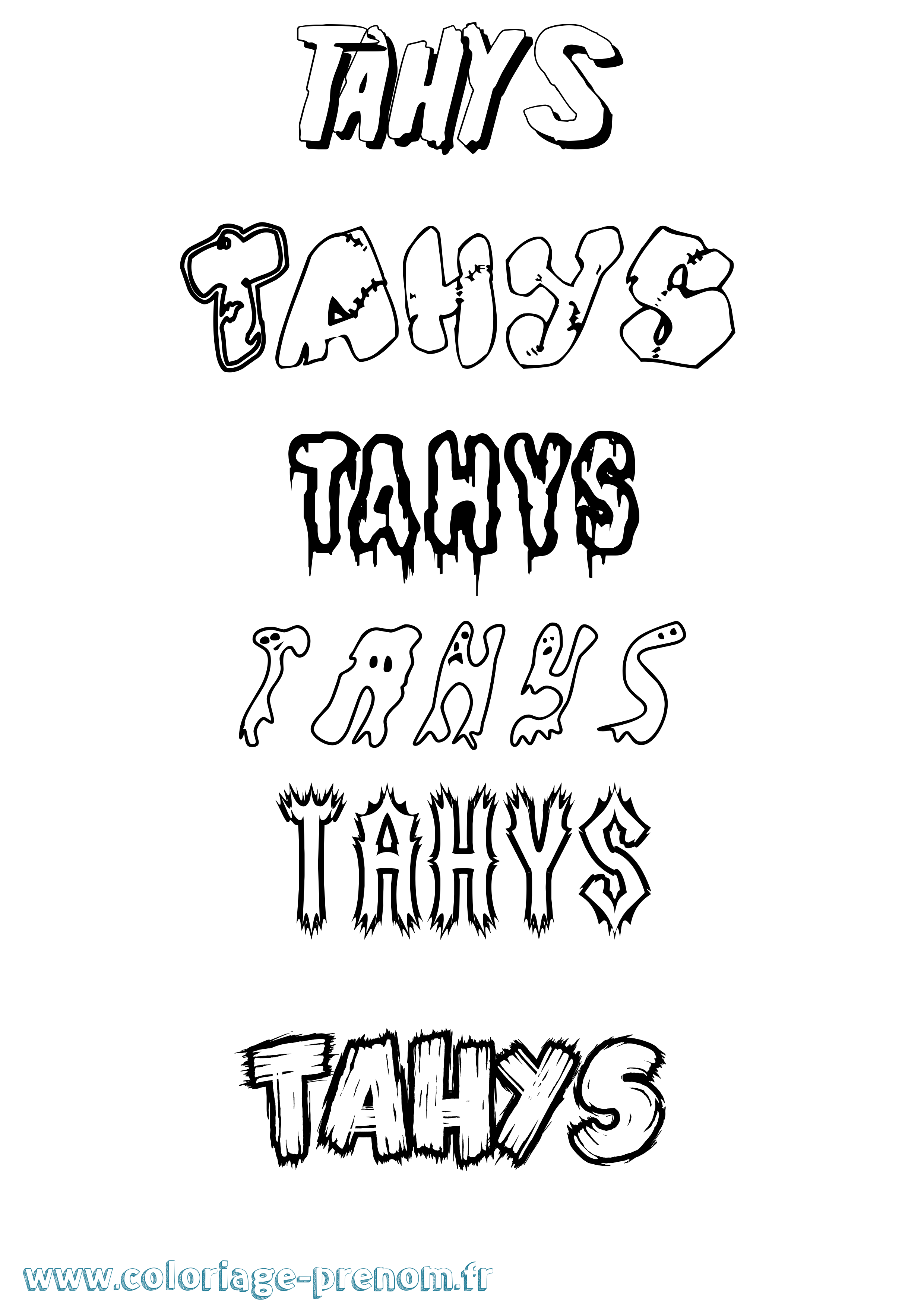 Coloriage Tahys Frisson Coloriage prénom Tahys Frisson