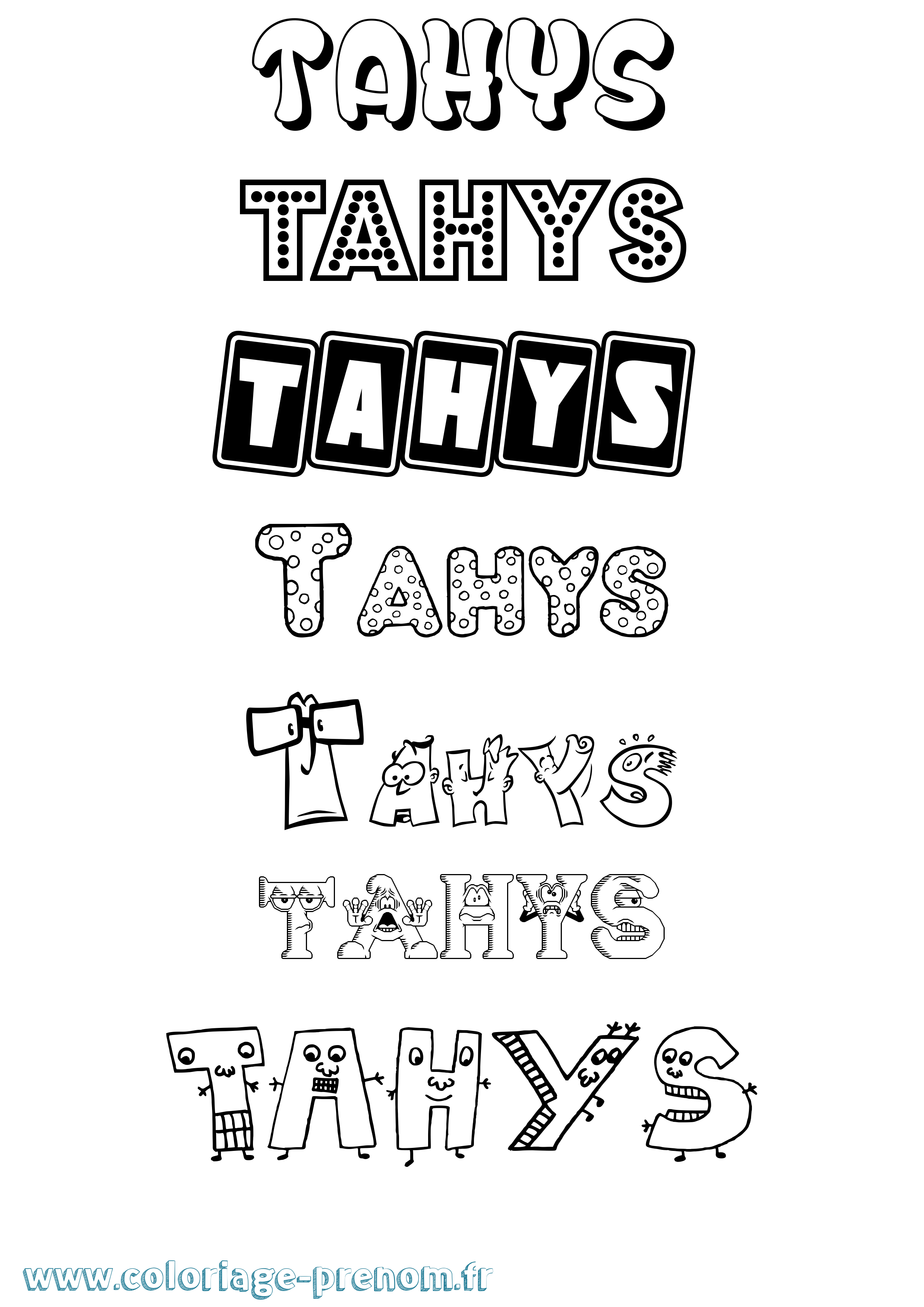 Coloriage Tahys Fun Coloriage prénom Tahys Fun